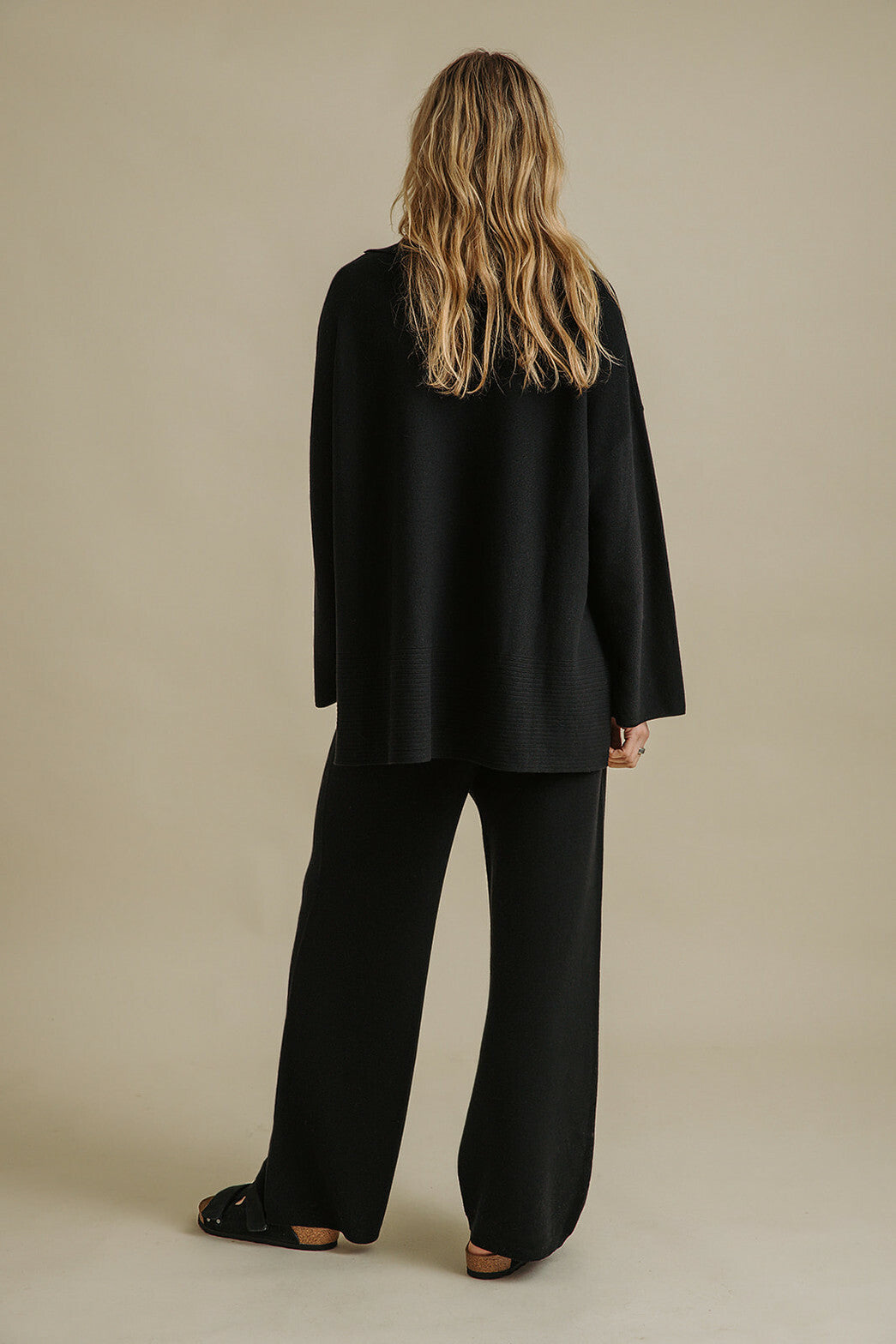 Grace Collared Merino Cotton Pullover Black