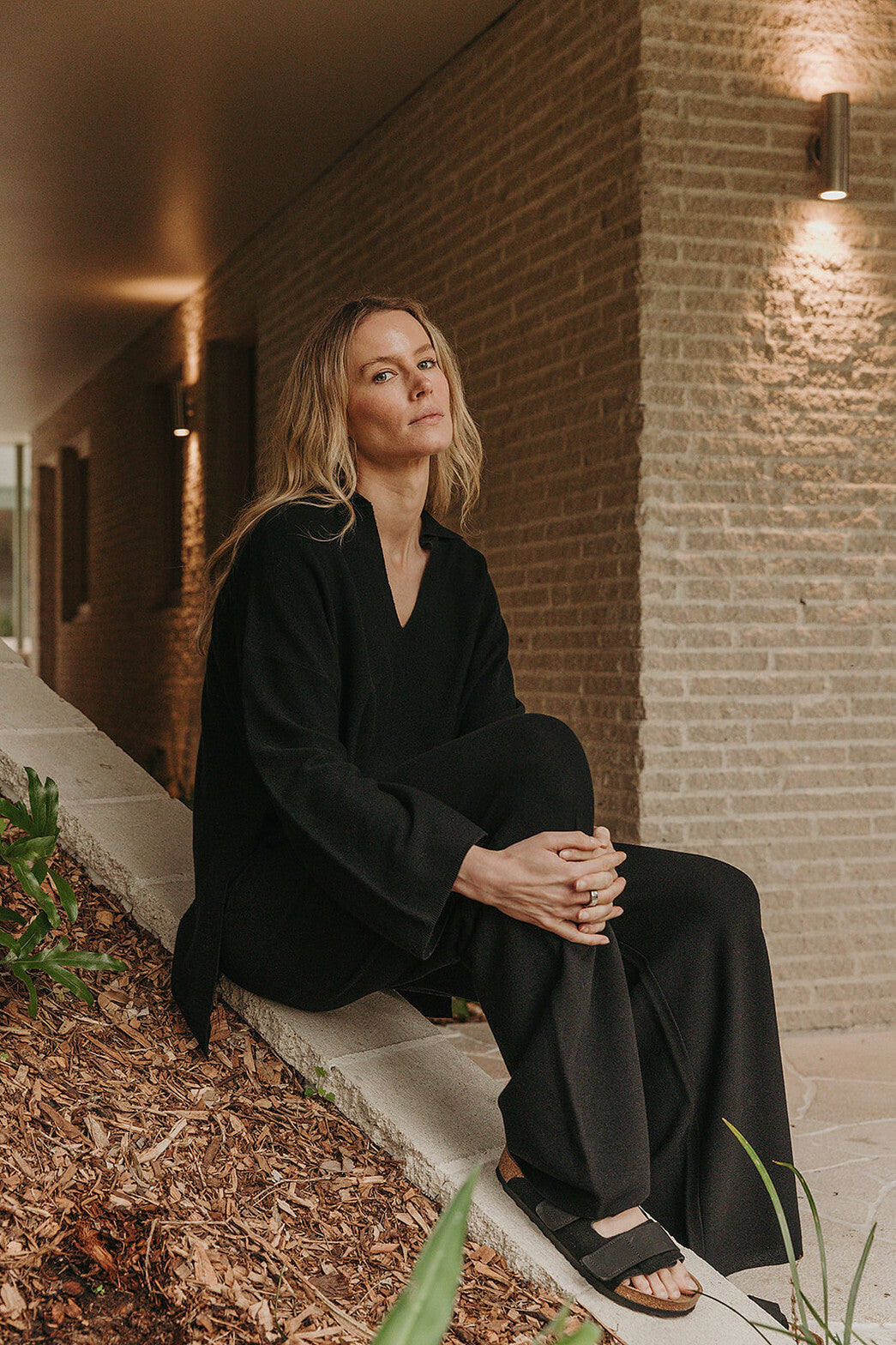 Grace Collared Merino Cotton Pullover Black