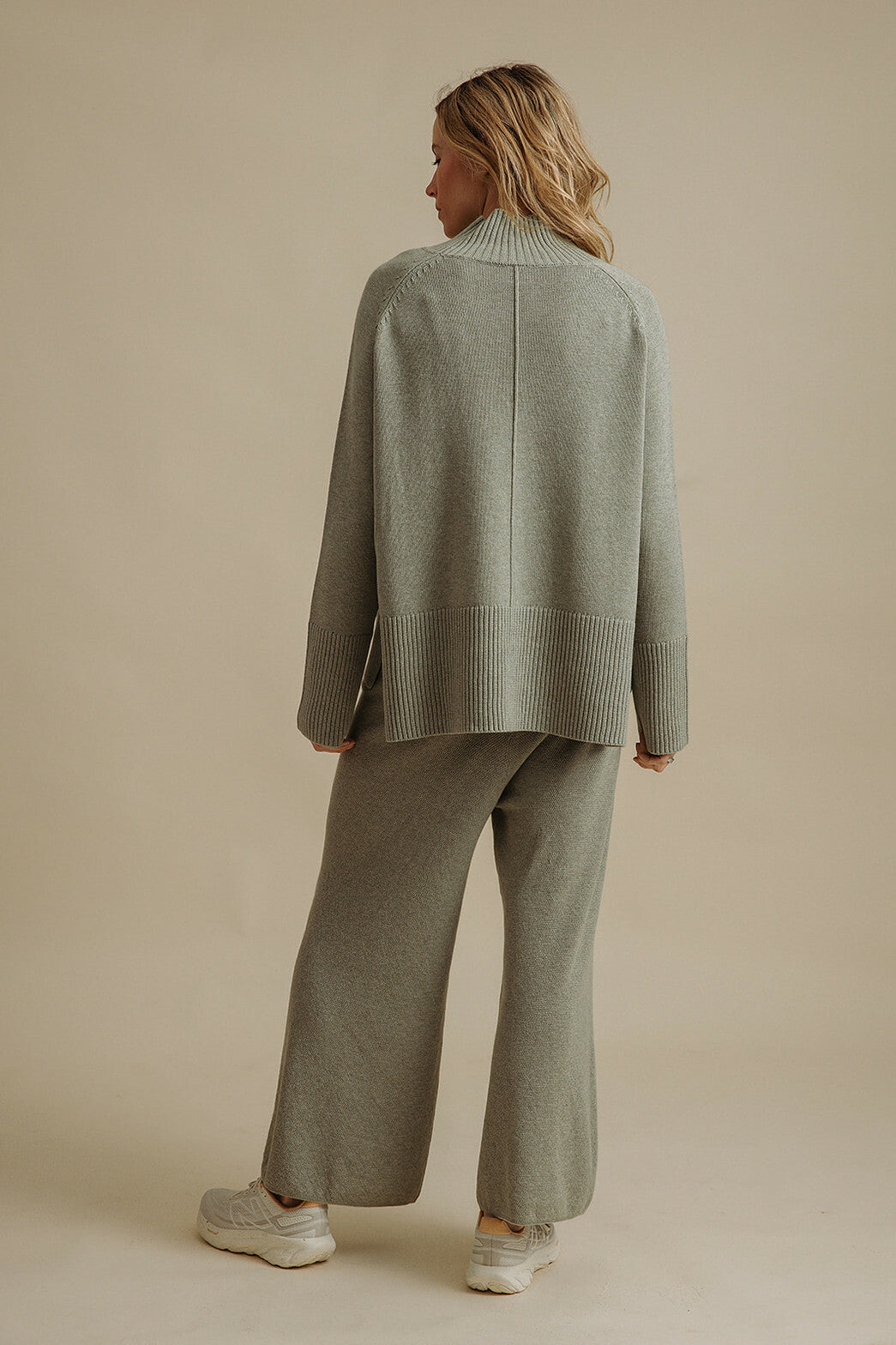 Harmony Merino Cotton Mock Neck Pullover Acacia