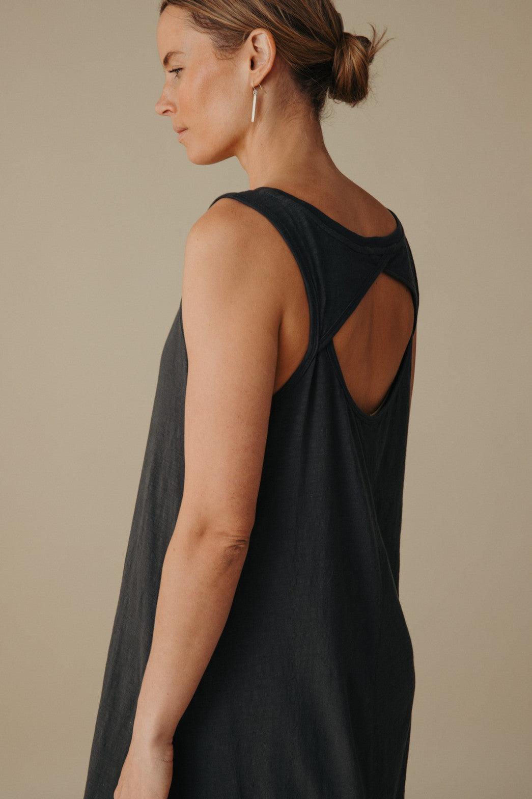 Shoreline Fine Slub Breeze Dress Black Sand