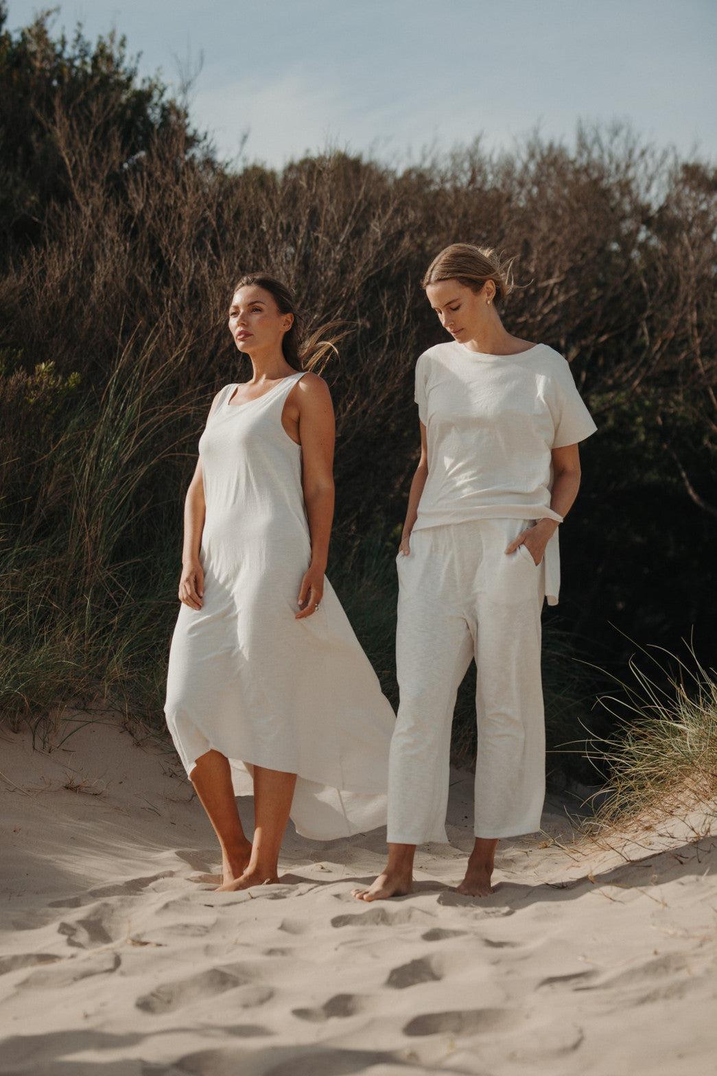 Shoreline Fine Slub Breeze Dress Pebble