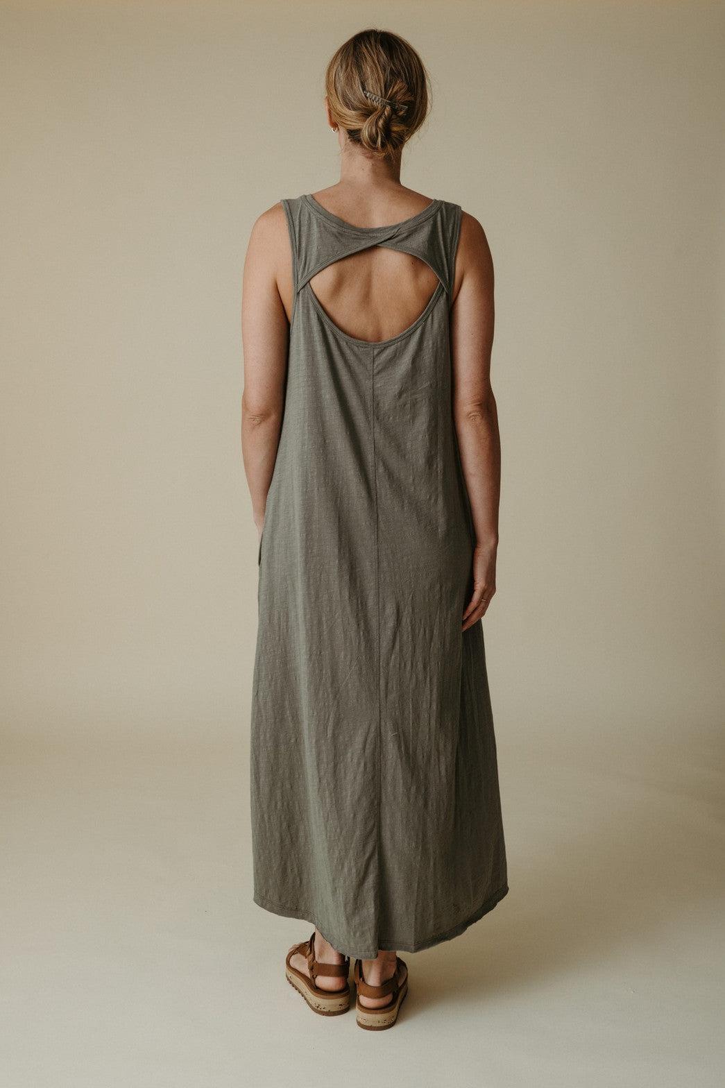 Shoreline Fine Slub Breeze Dress Dusty Olive