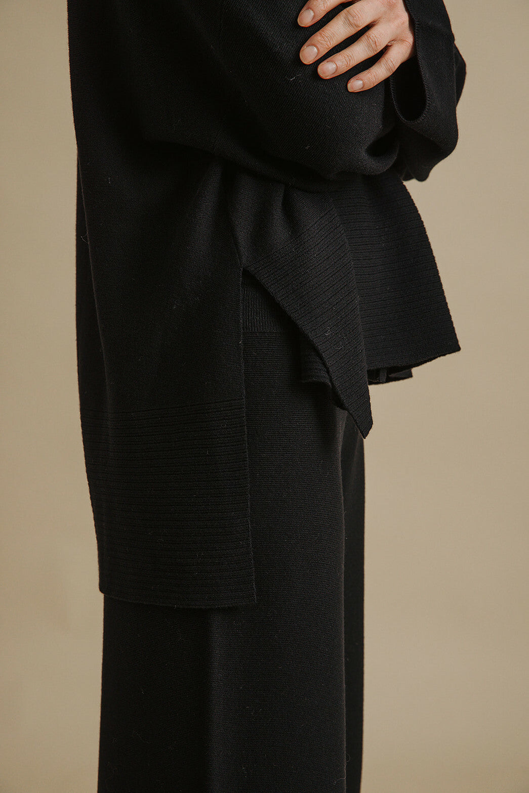 Grace Collared Merino Cotton Pullover Black