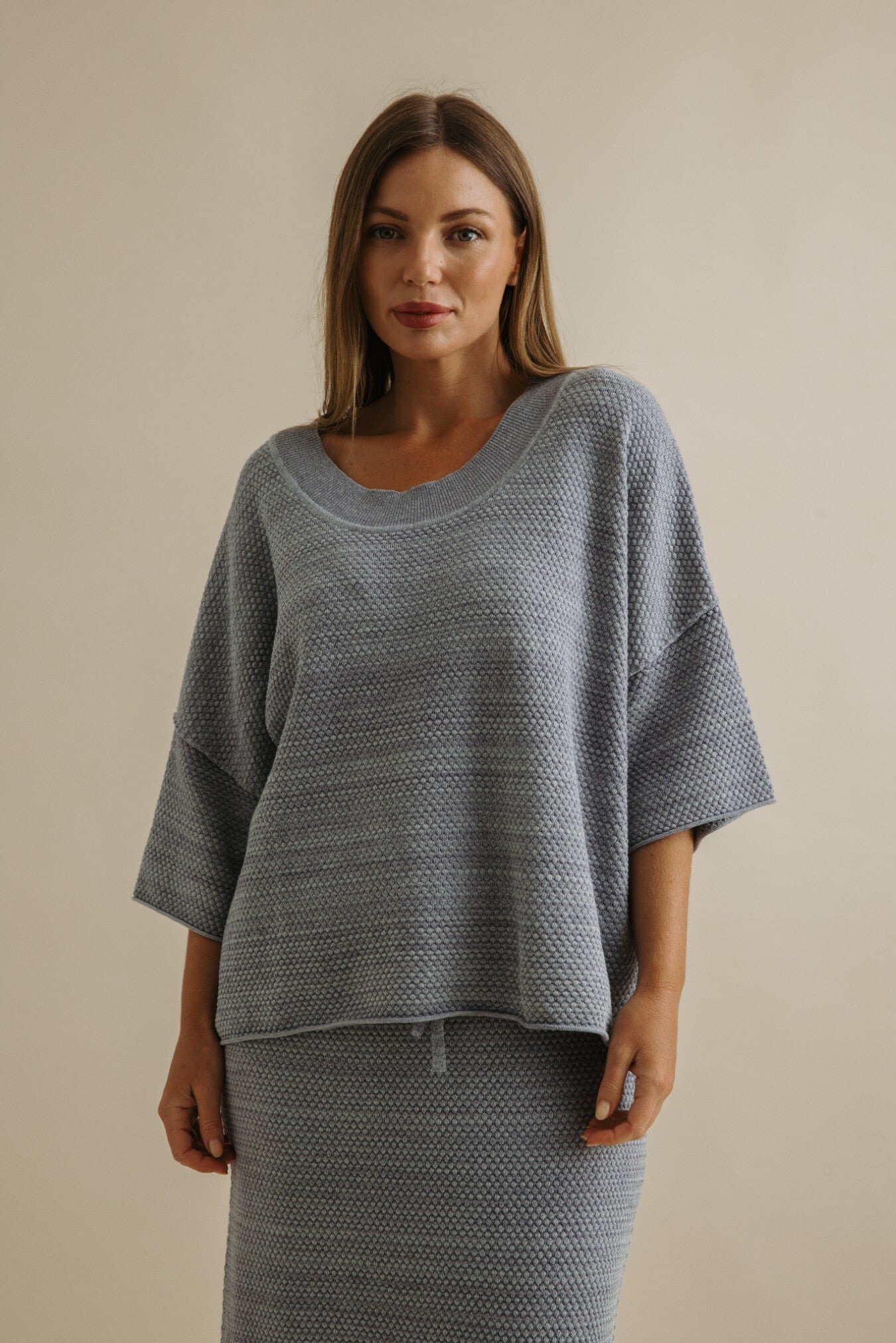 Coral Knitted Tee Pullover Sea Combo