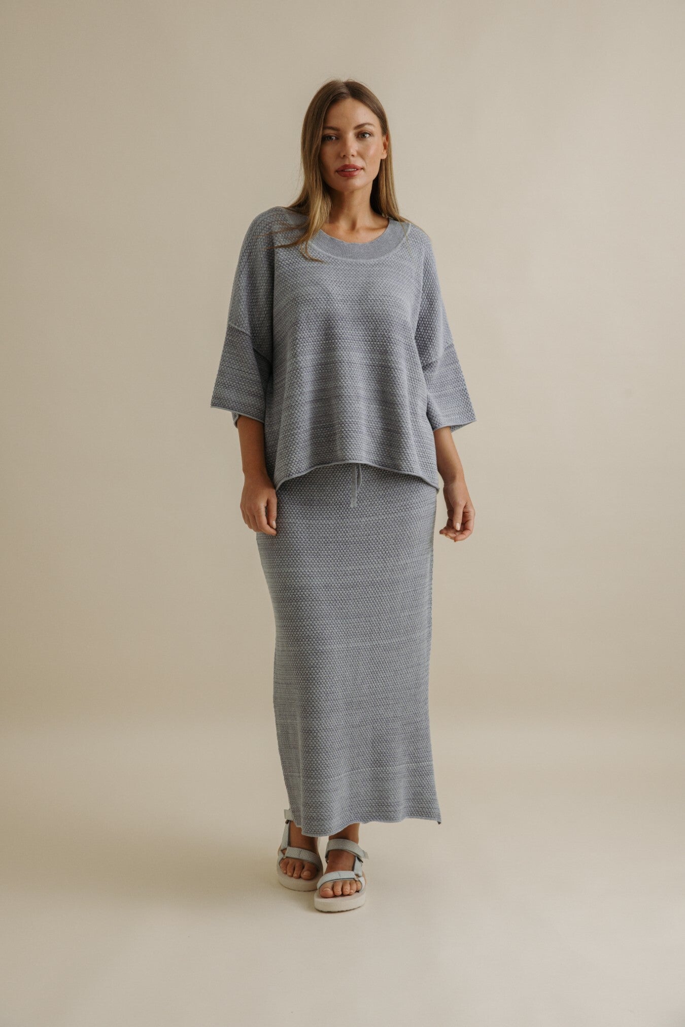 Coral Knitted Tee Pullover Sea Combo