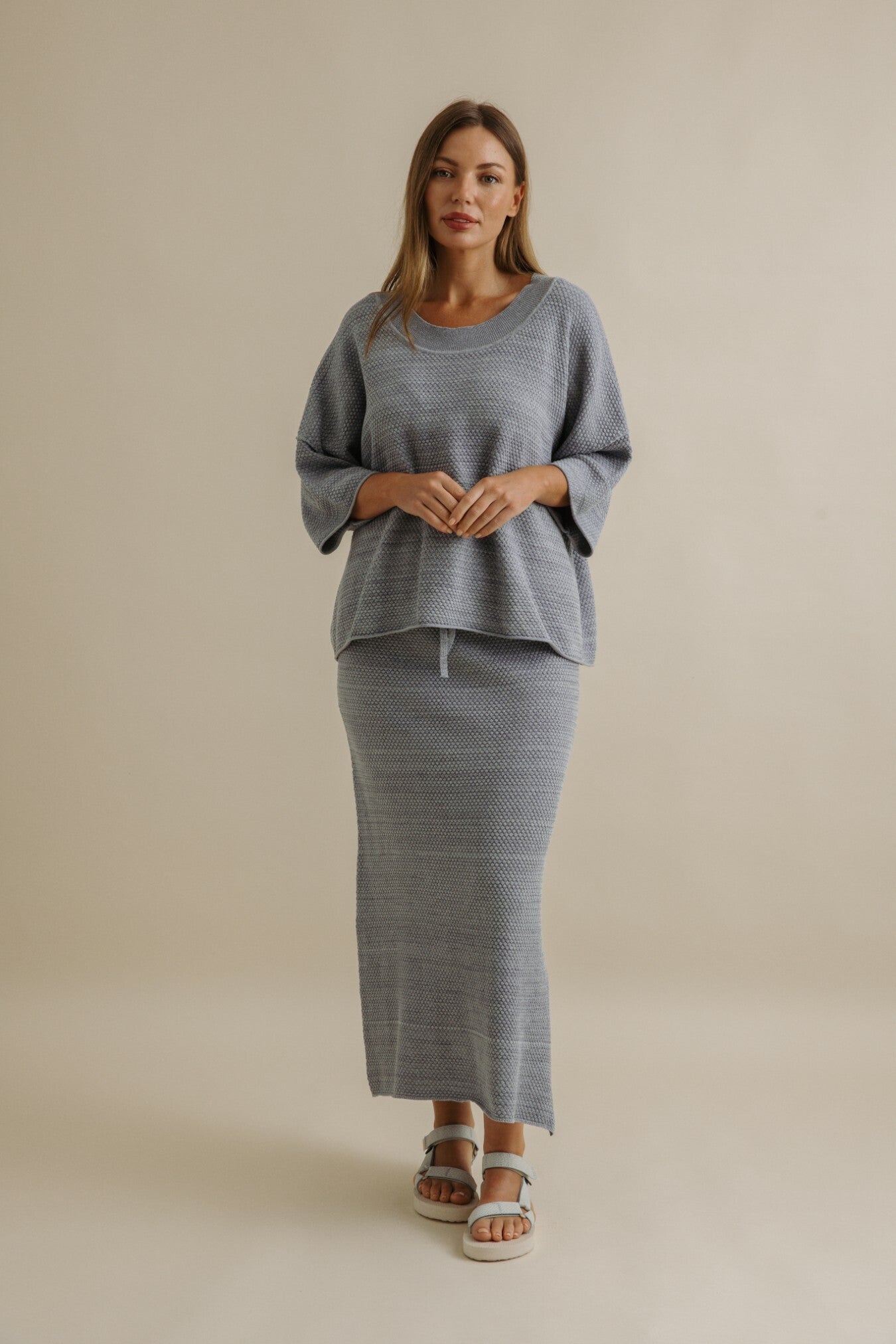 Coral Knitted Skirt Sea Combo