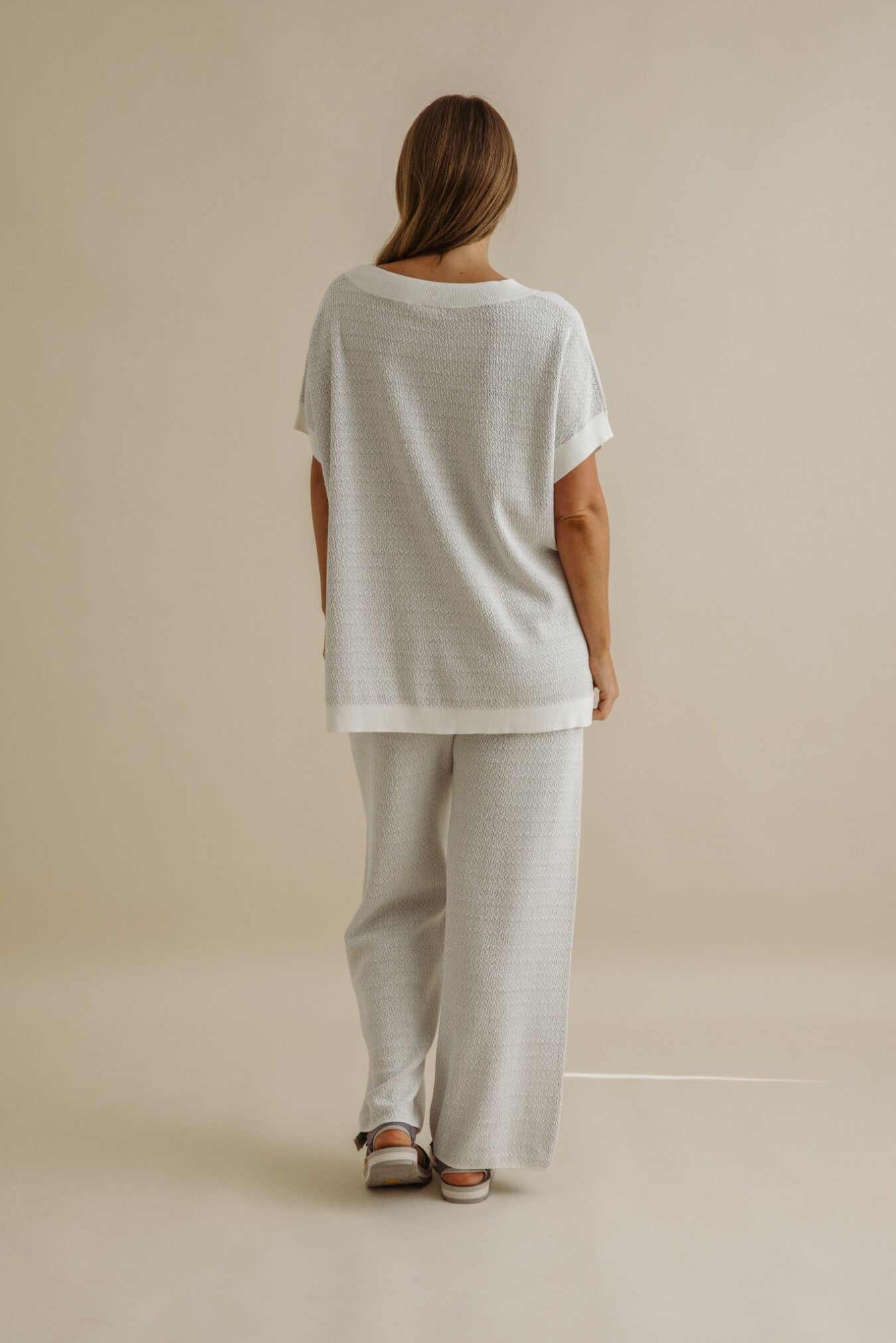Crepe Knitted Tee Pullover Milk x Silver Haze