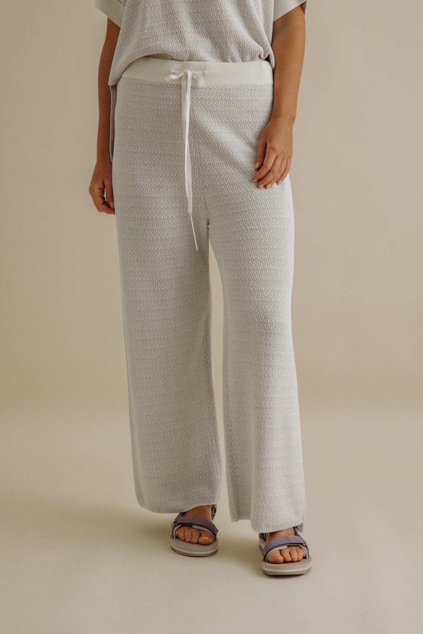 Crepe Knitted Pant Milk x Silver Haze