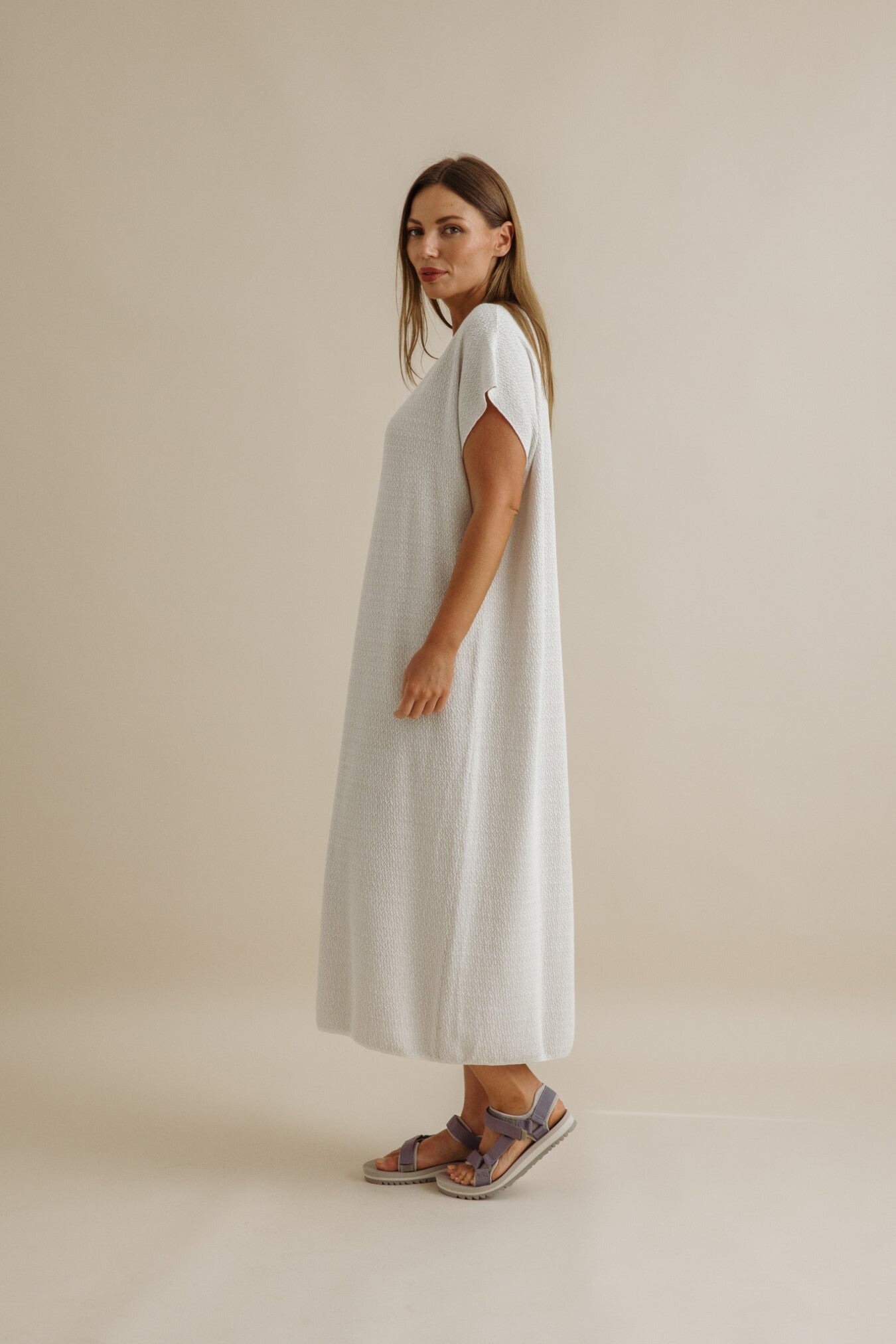 Crepe Tee Dress Milk x Silver Haze