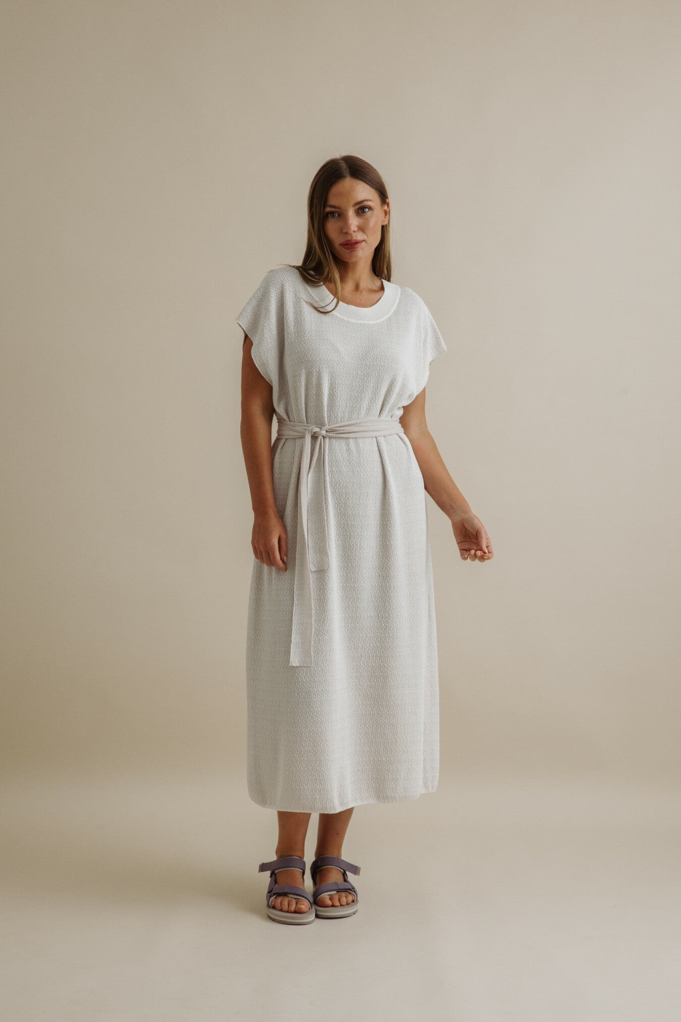 Crepe Tee Dress Milk x Silver Haze