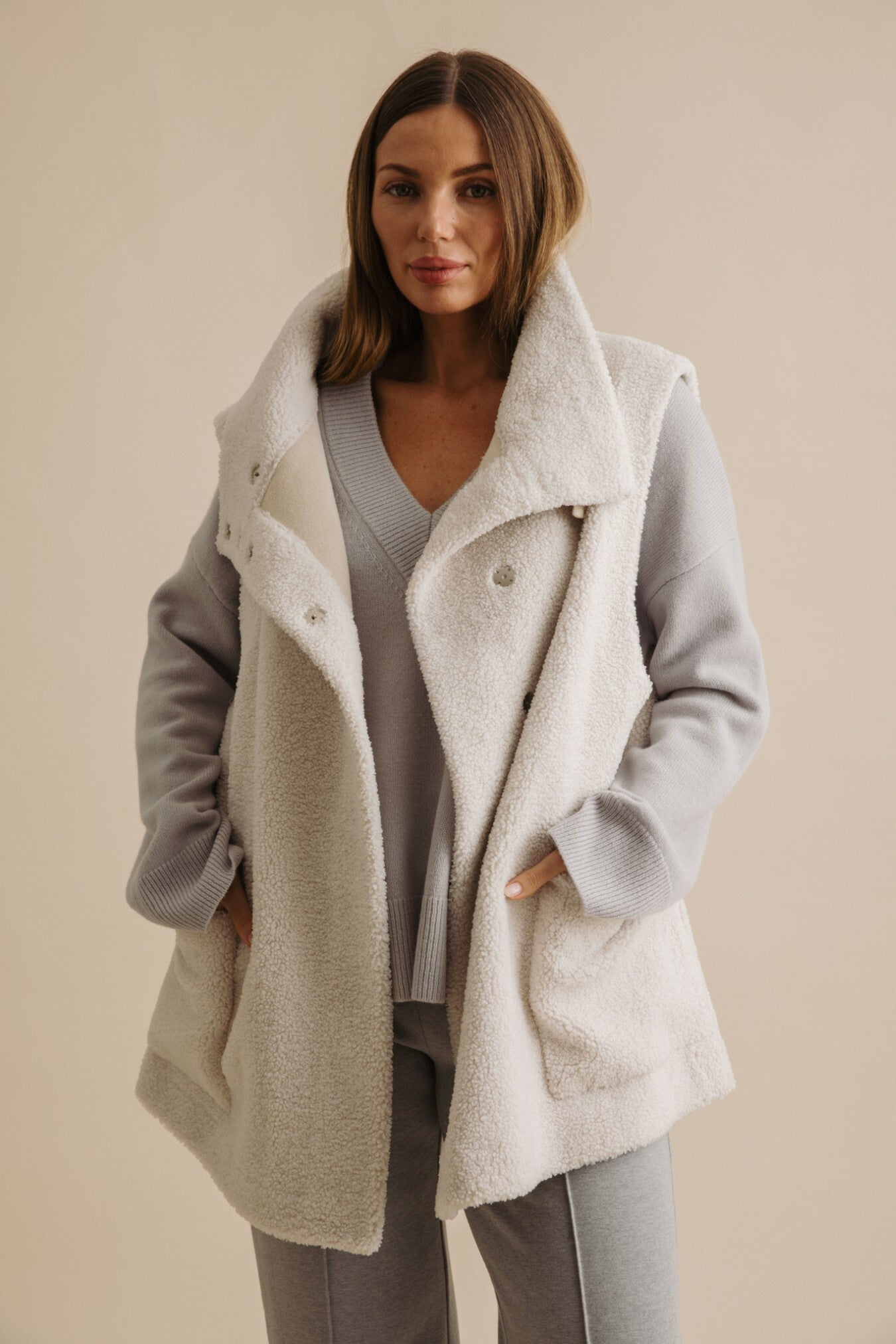 Sherpa Cuddle Gillet Latte