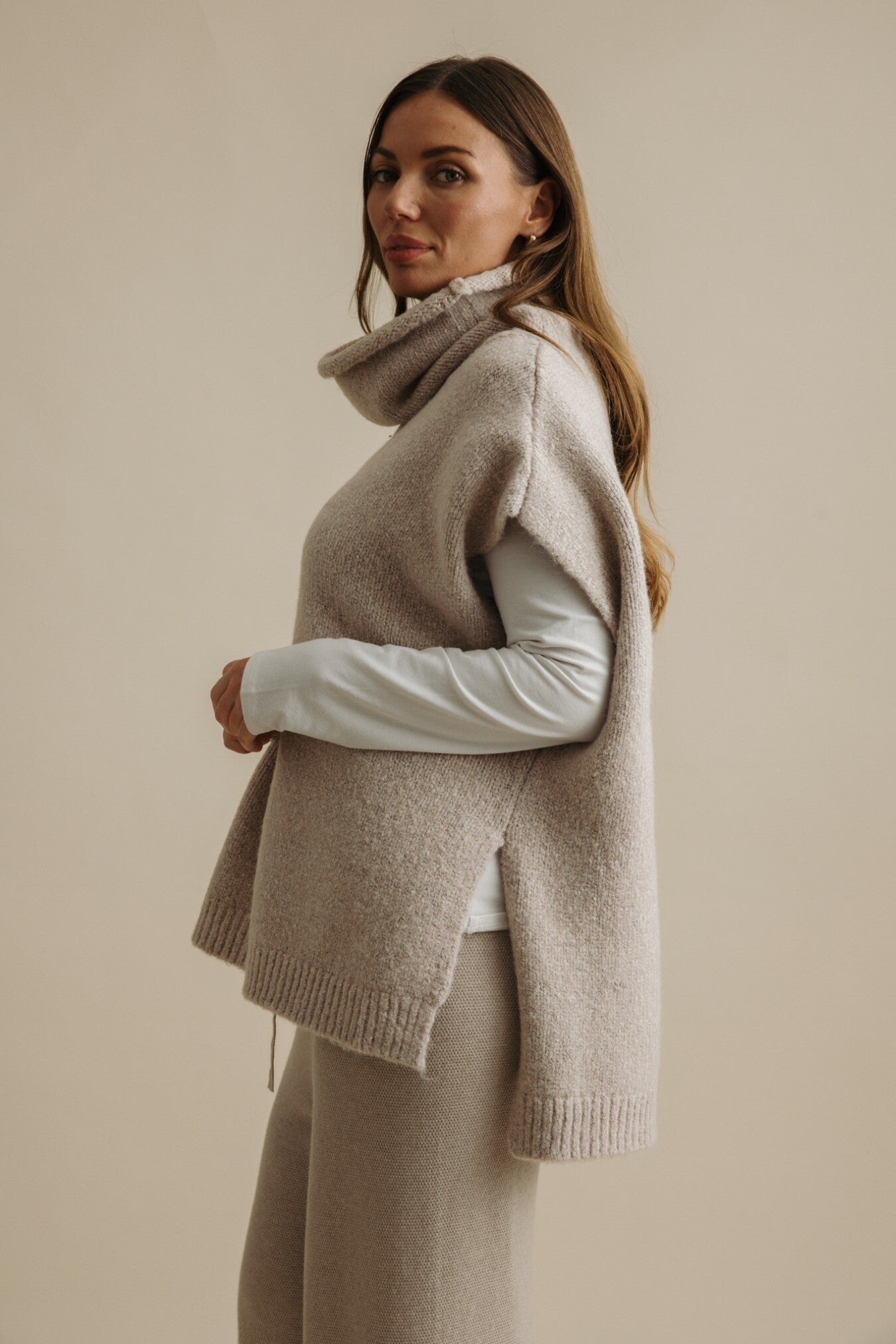 Dreams Funnel Neck Tabard Wheat