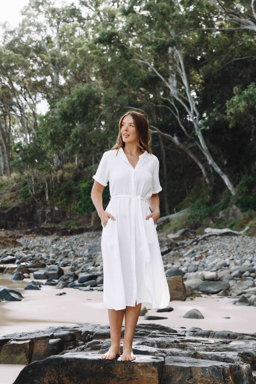 Fiji Feather Soft Organic Shirt Dress