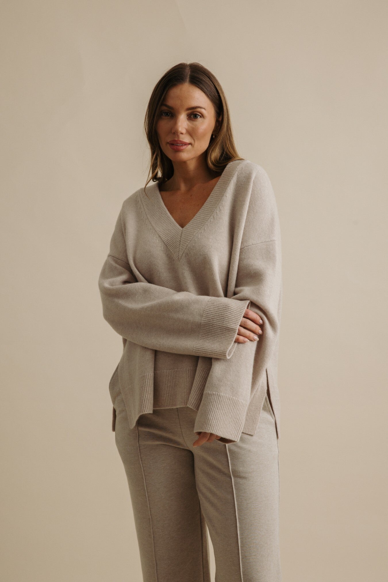 Haven Merino V Pullover Wheat