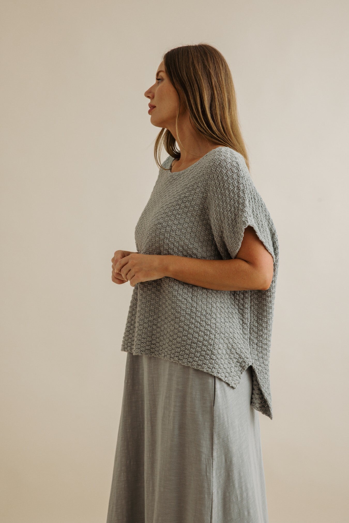 Ladder Shortsleeve Pullover Thyme