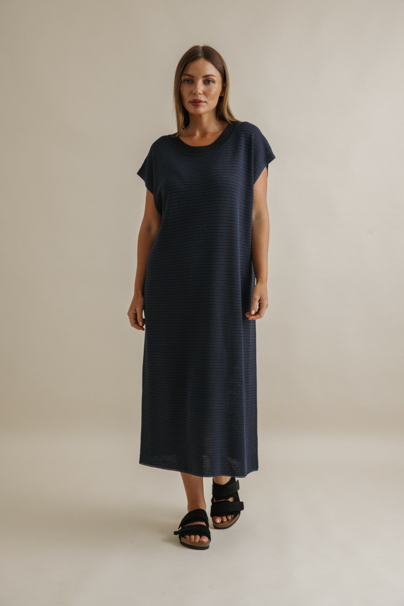 Lattice Knitted Dress Pool x Charcoal