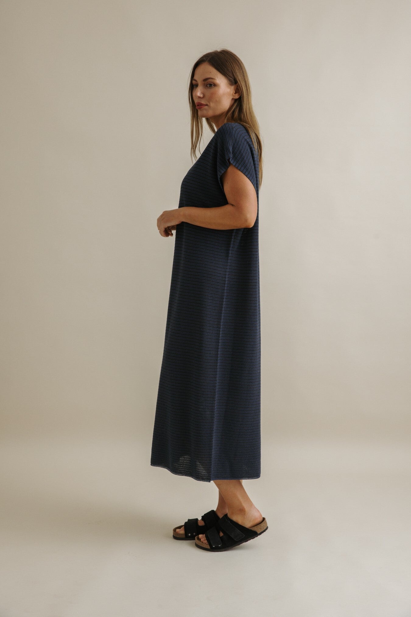 Lattice Knitted Dress Pool x Charcoal