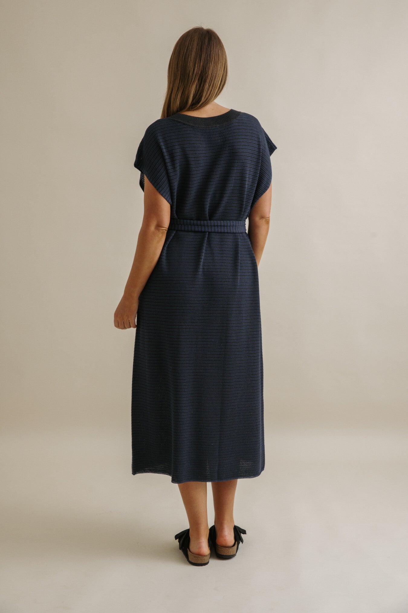 Lattice Knitted Dress Pool x Charcoal