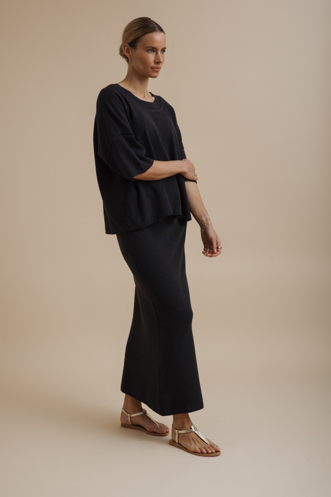 Retreat Cotton Twist Skirt Black Sand x Deep Ocean