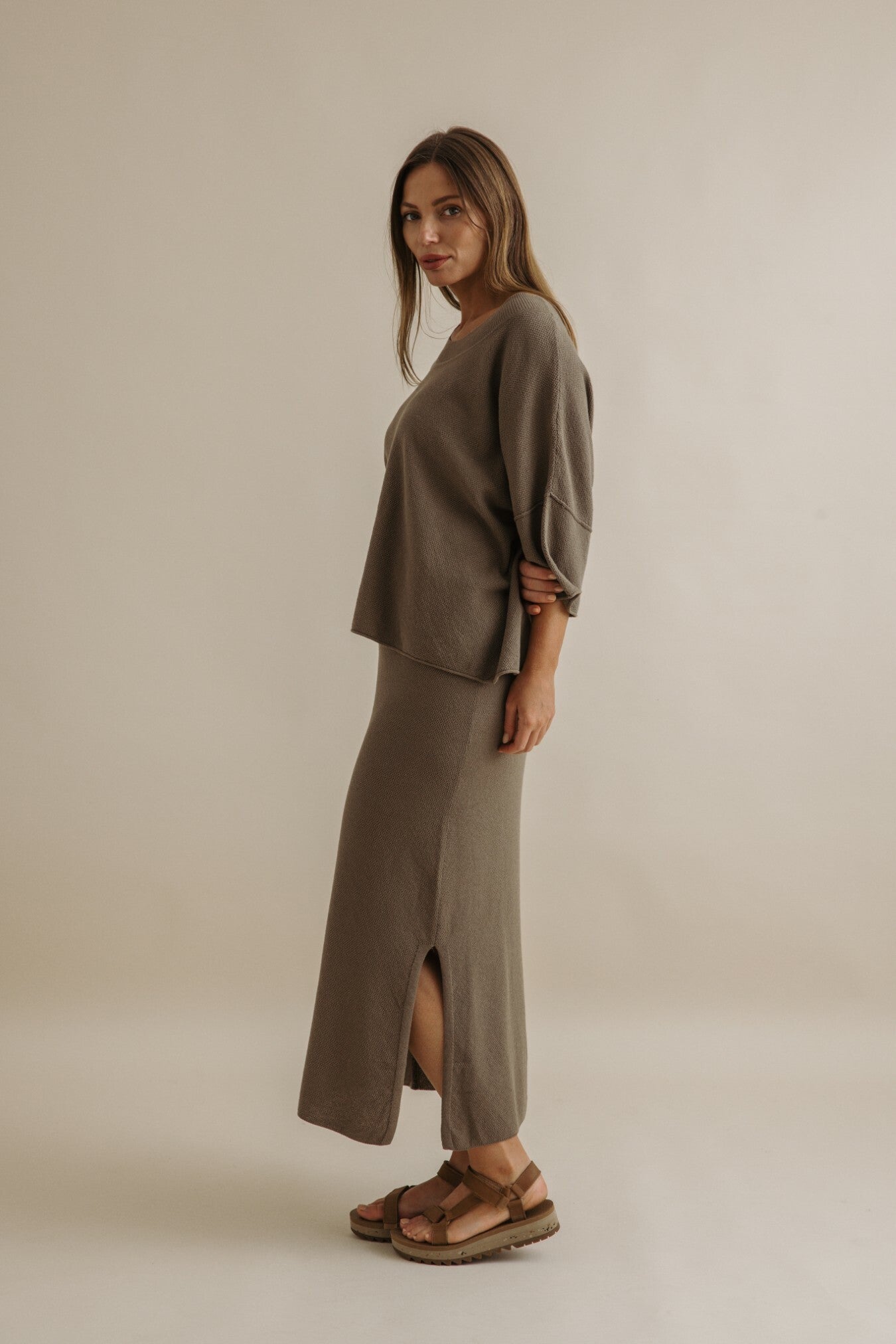 Retreat Cotton Twist Skirt Vintage Khaki x Dusty Olive