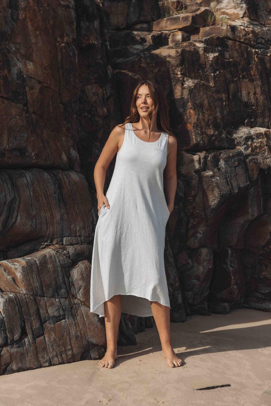 Shoreline Fine Slub Breeze Dress Silver