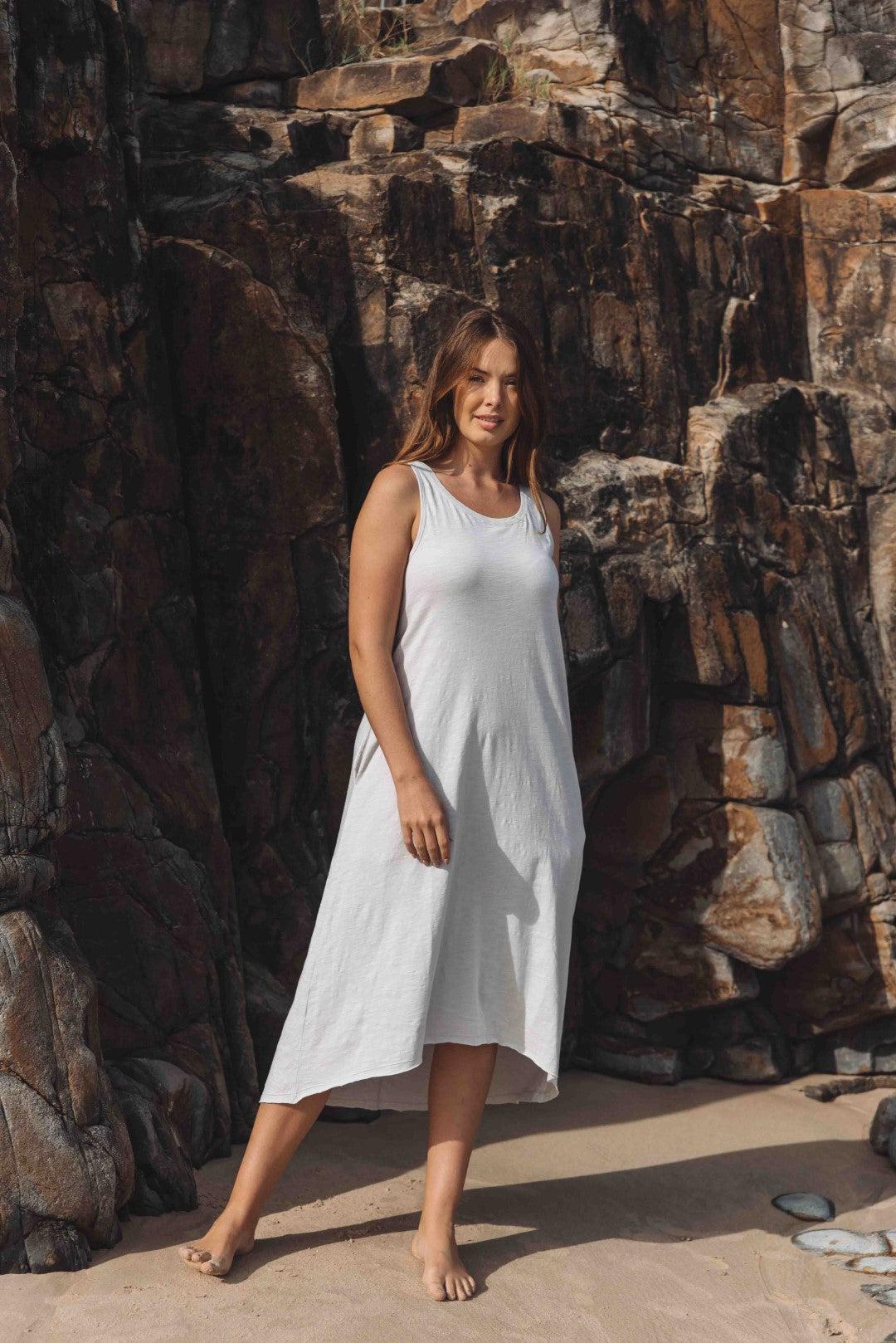 Shoreline Fine Slub Breeze Dress Silver
