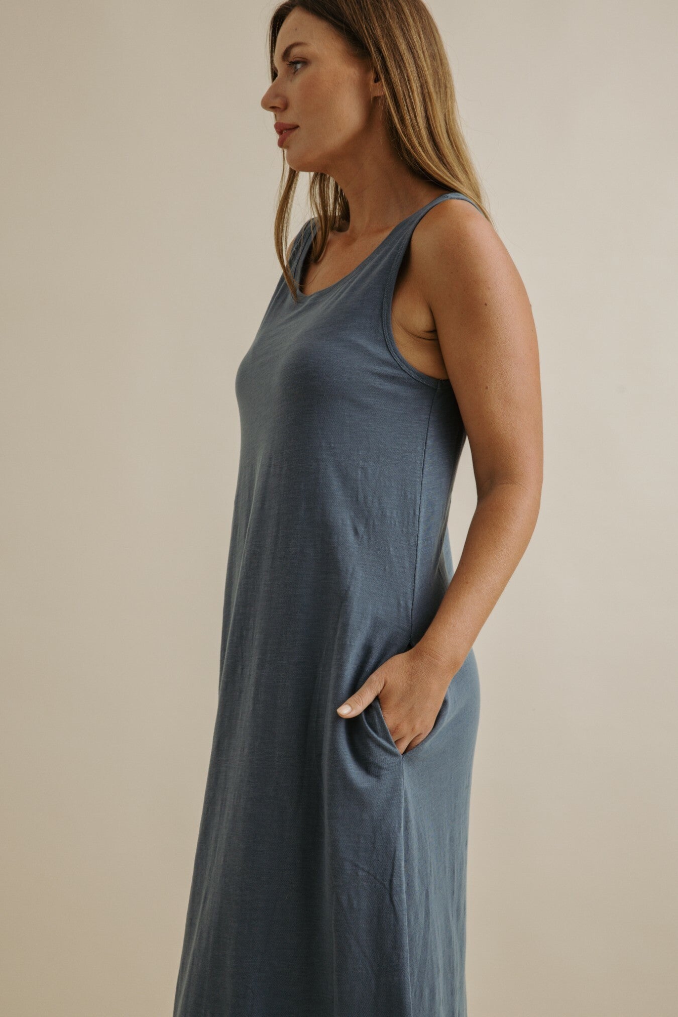 Shoreline Fine Slub  Breeze Dress Pool