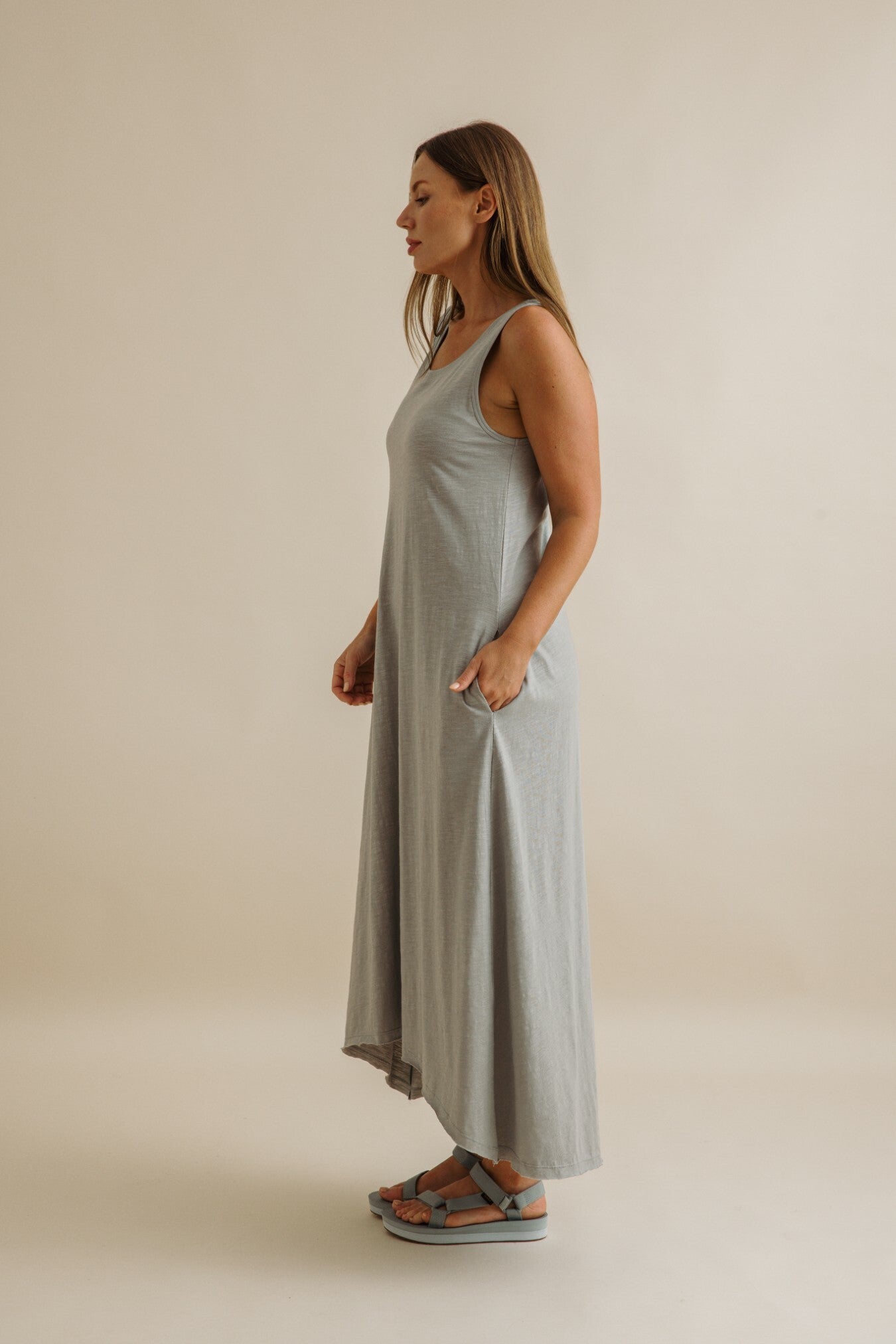 Shoreline Fine Slub  Breeze Dress Thyme