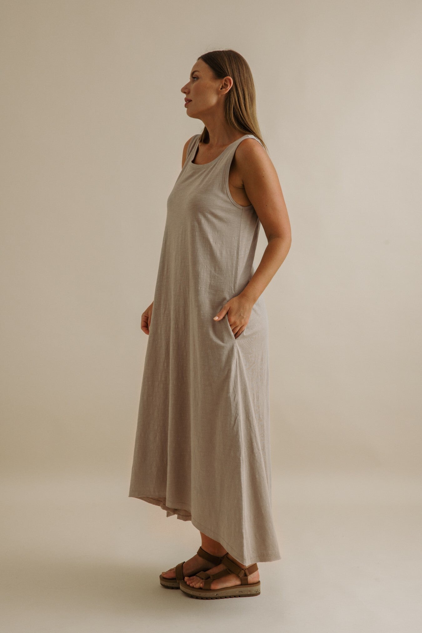 Shoreline Fine Slub Breeze Dress Vintage Khaki