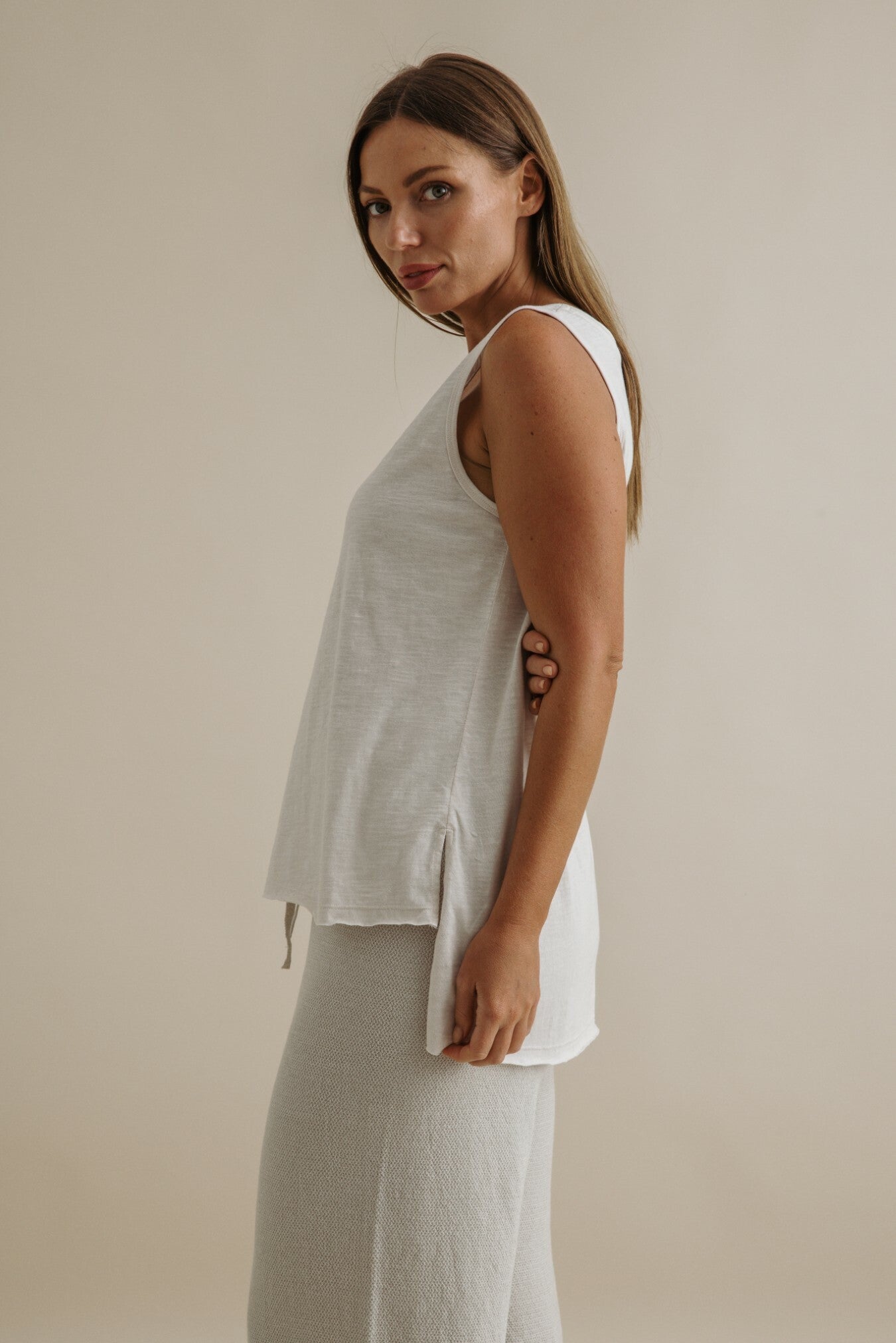 Shoreline High Low Singlet 2.0 Pearl