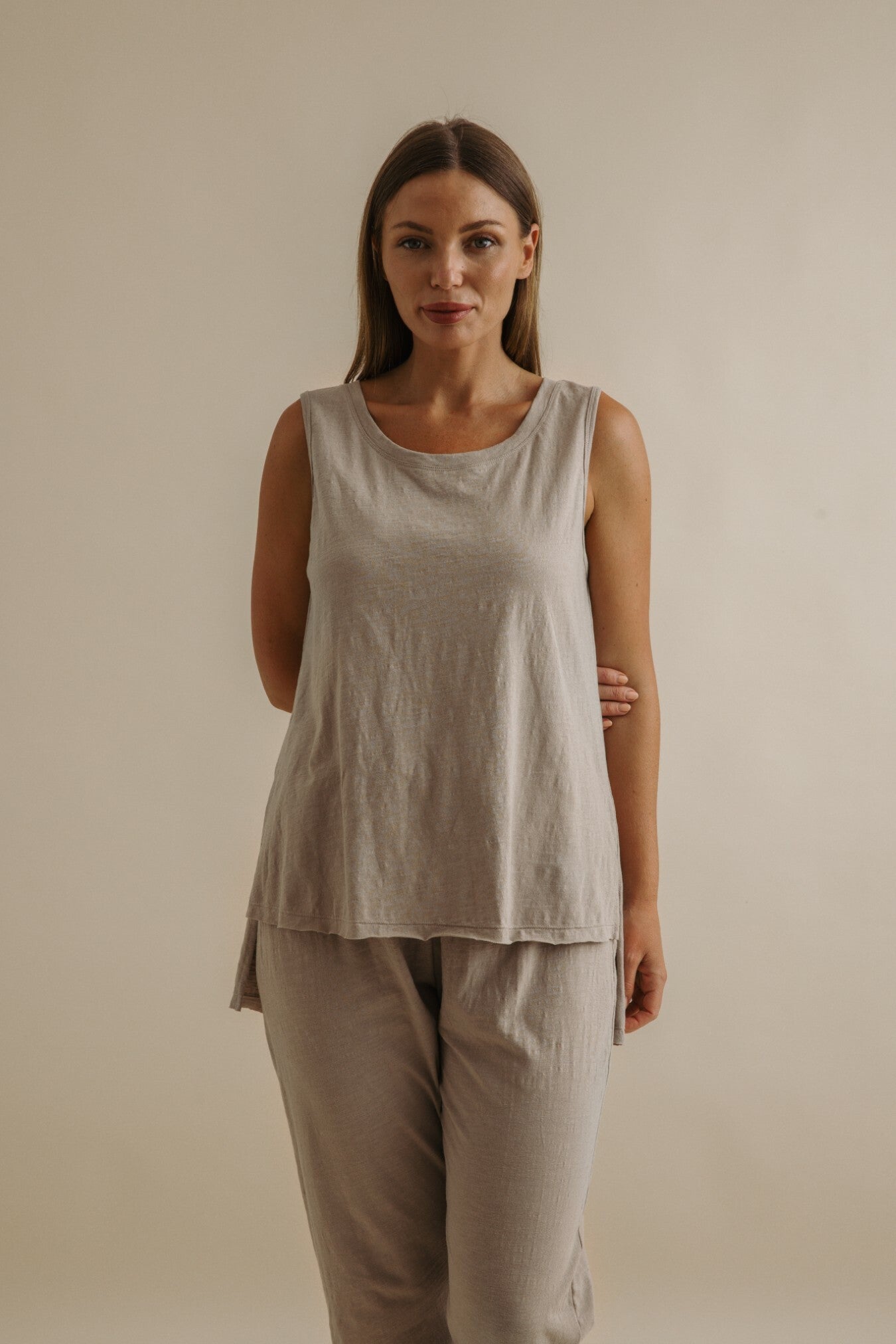 Shoreline High Low Singlet 2.0 Vintage Khaki