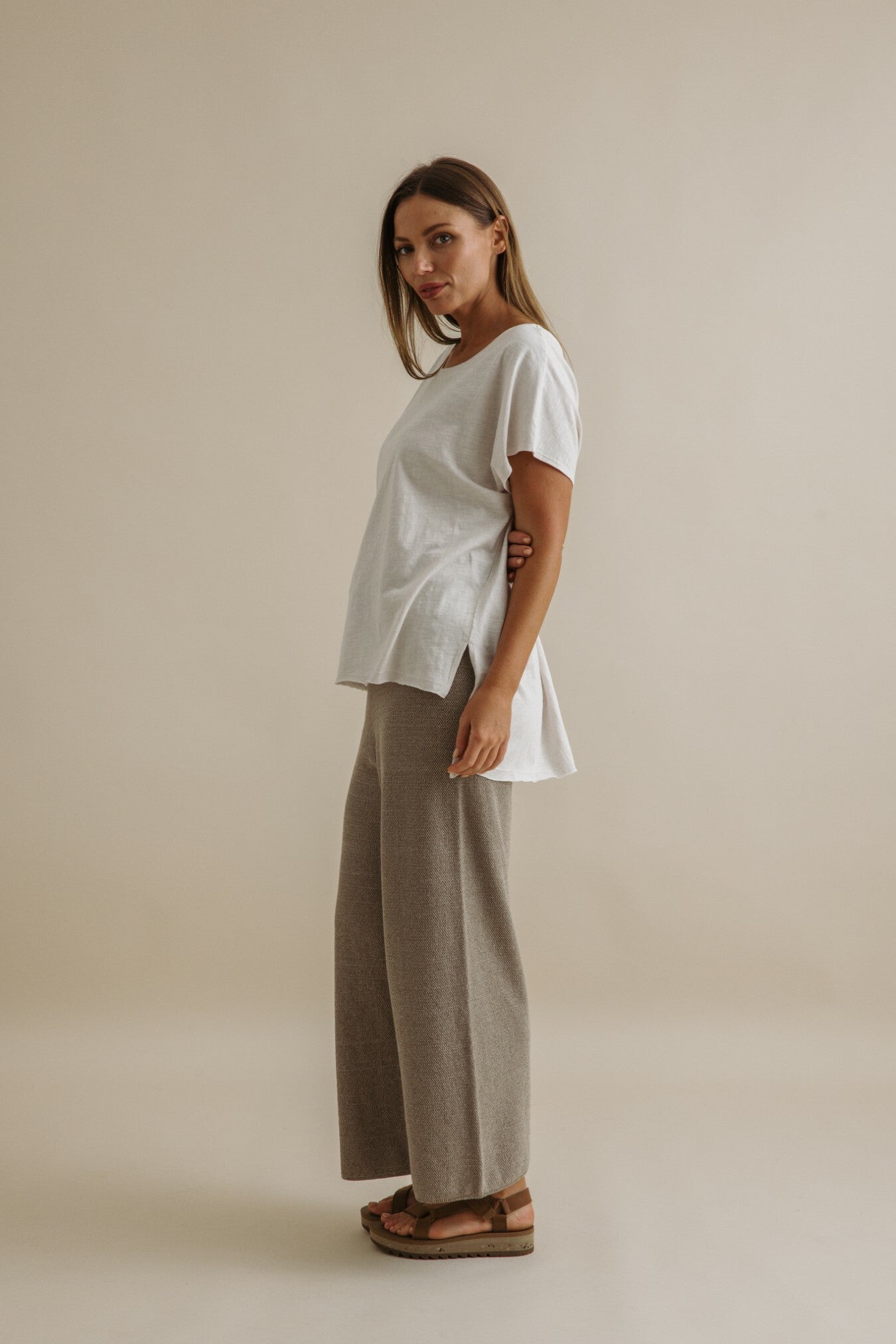 Shoreline Fine Slub Cotton T-Shirt Pearl