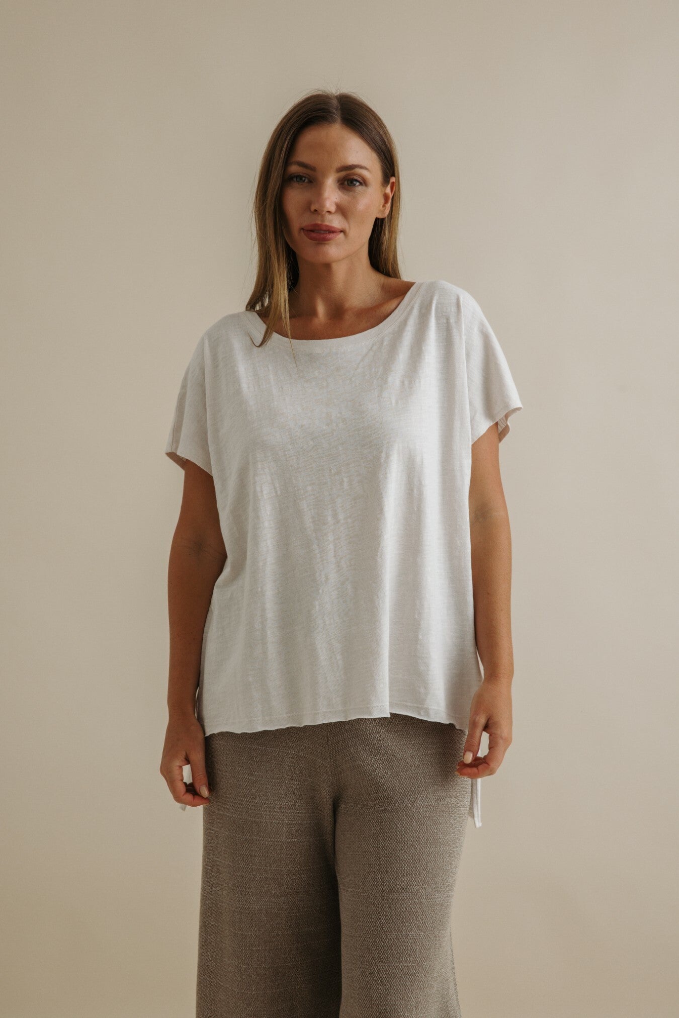 Shoreline Fine Slub Cotton T-Shirt Pearl