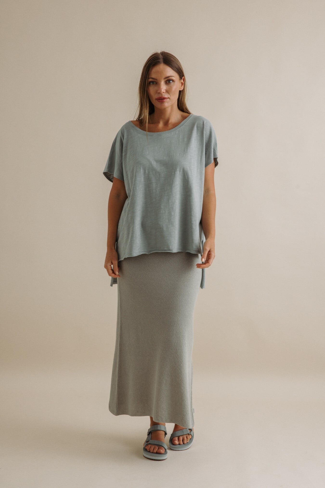 Shoreline Fine Slub Cotton T-Shirt Thyme