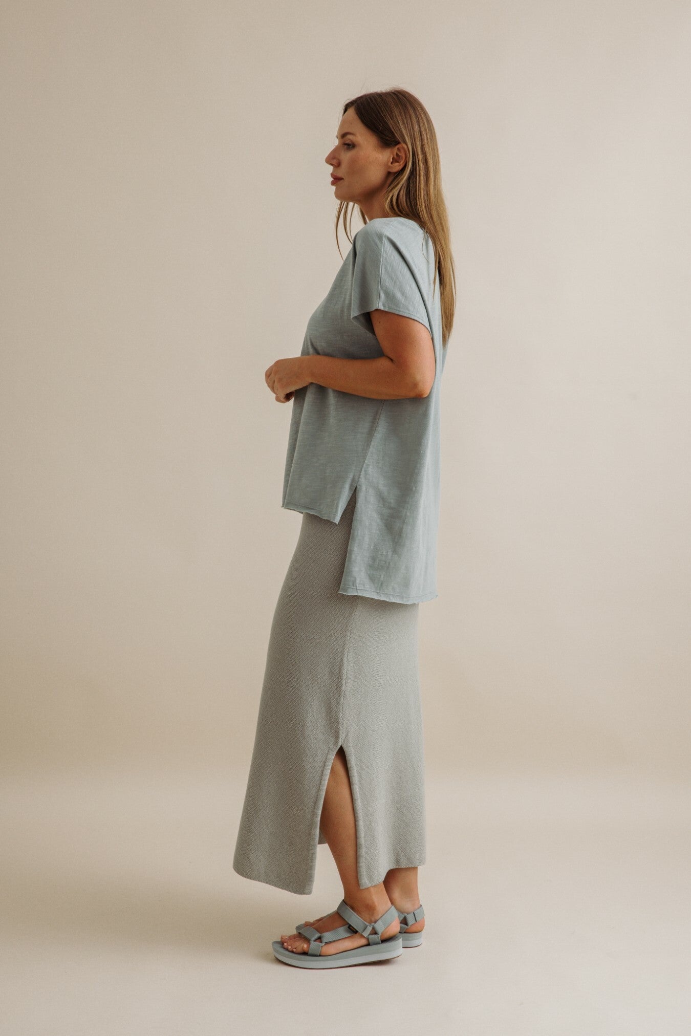 Shoreline Fine Slub Cotton T-Shirt Thyme