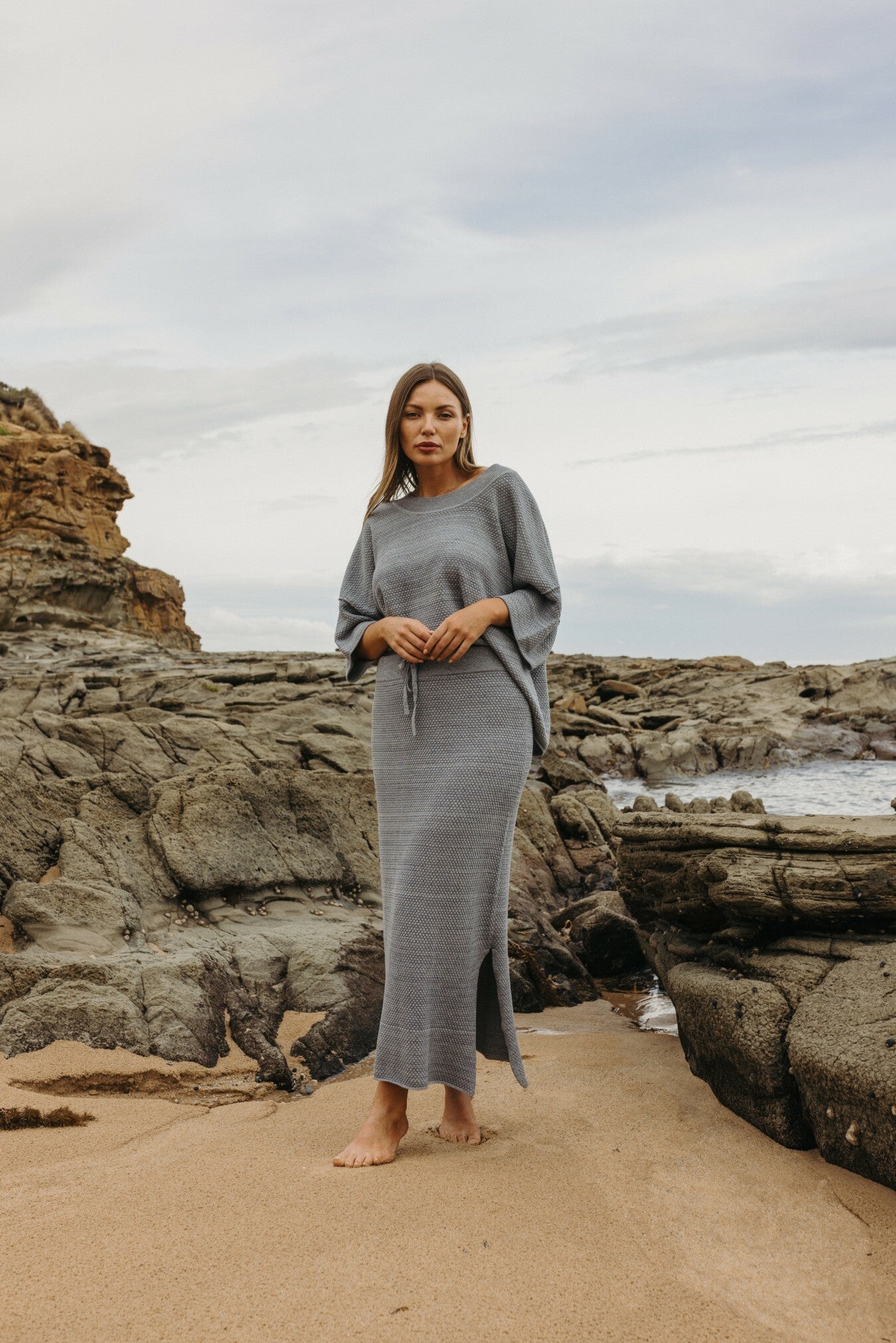 Coral Knitted Skirt Sea Combo