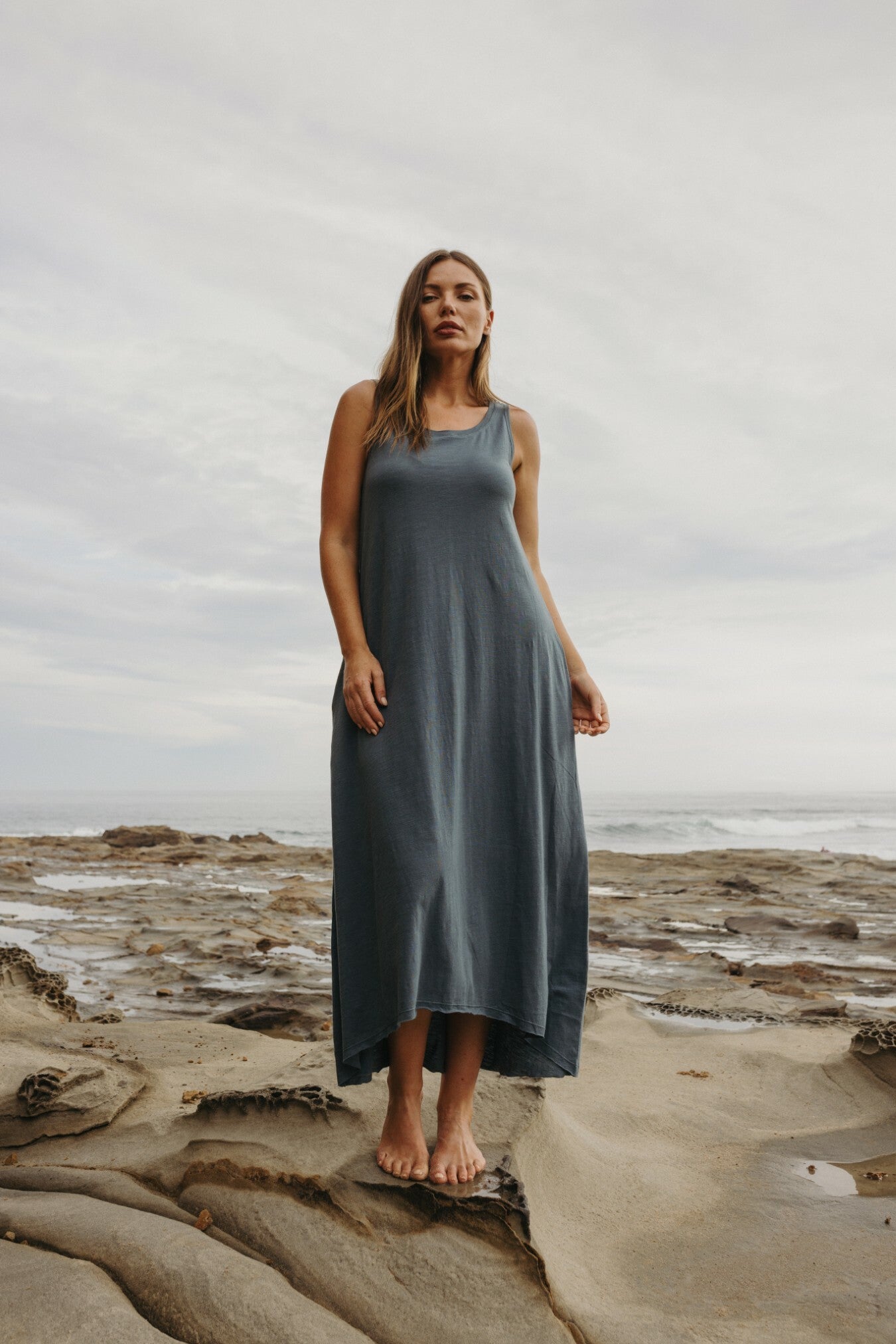 Shoreline Fine Slub  Breeze Dress Pool