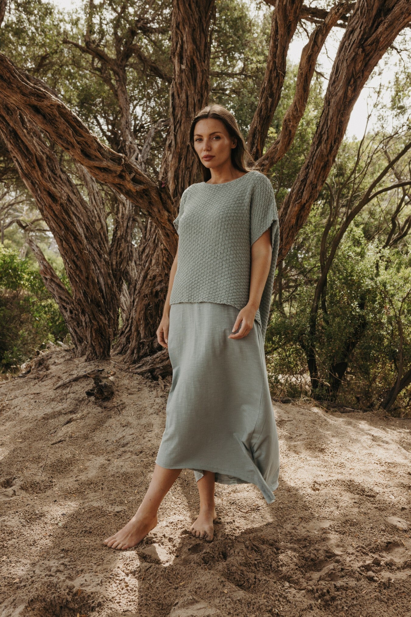 Ladder Shortsleeve Pullover Thyme