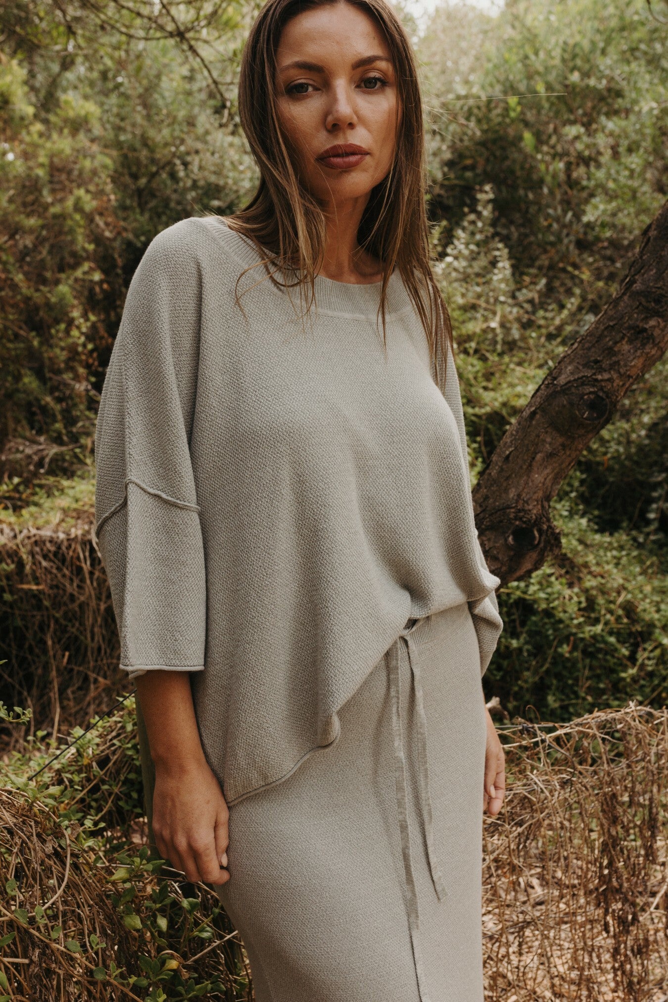 Retreat Cotton Twist Tee Pullover Thyme Combo