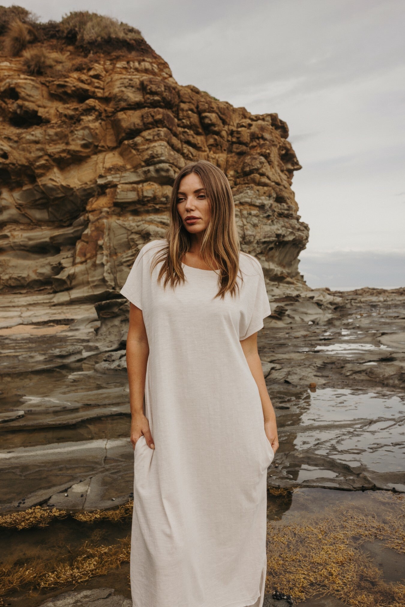 Shoreline T-Dress Pearl