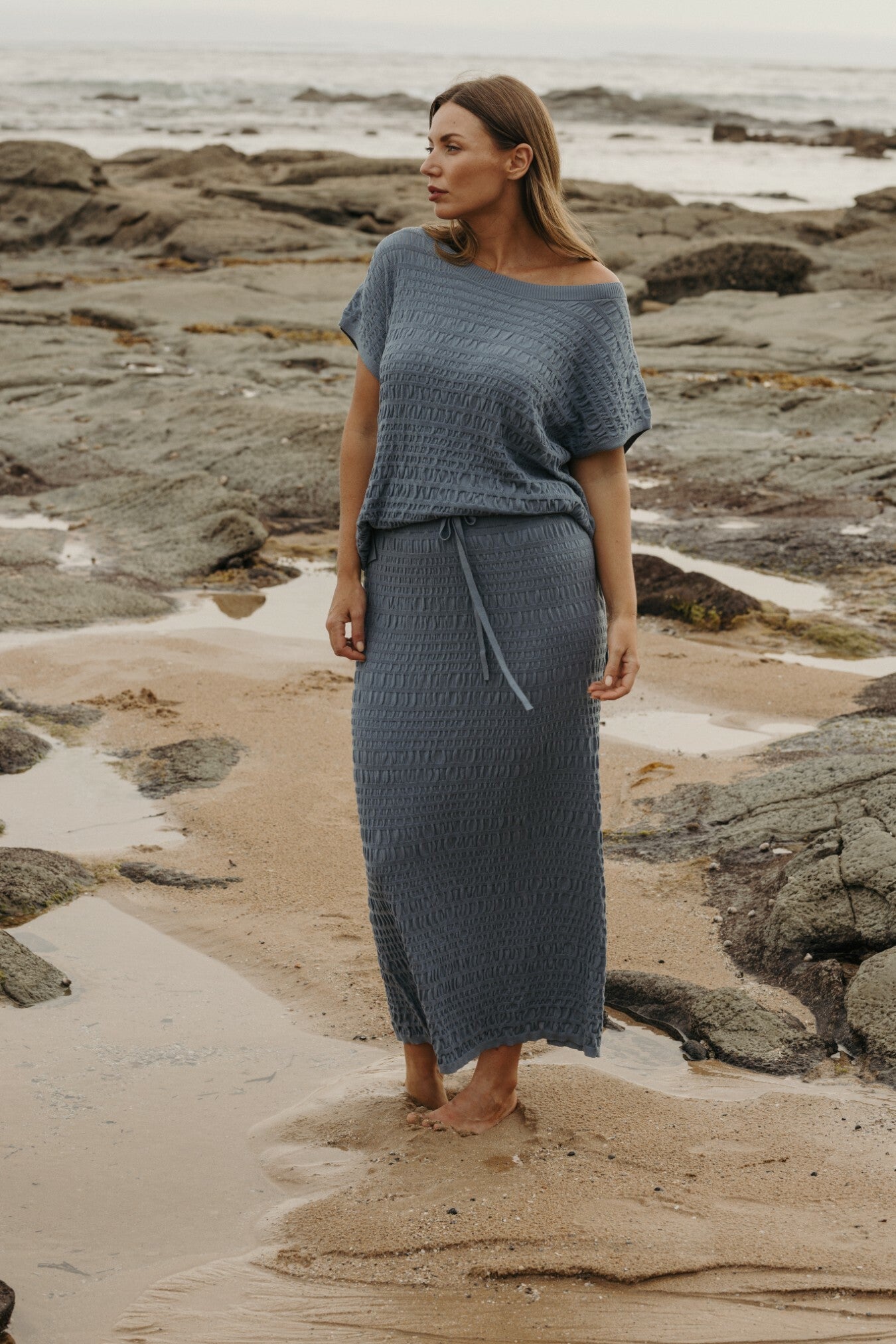 Waves Pleat Skirt Blue Pool