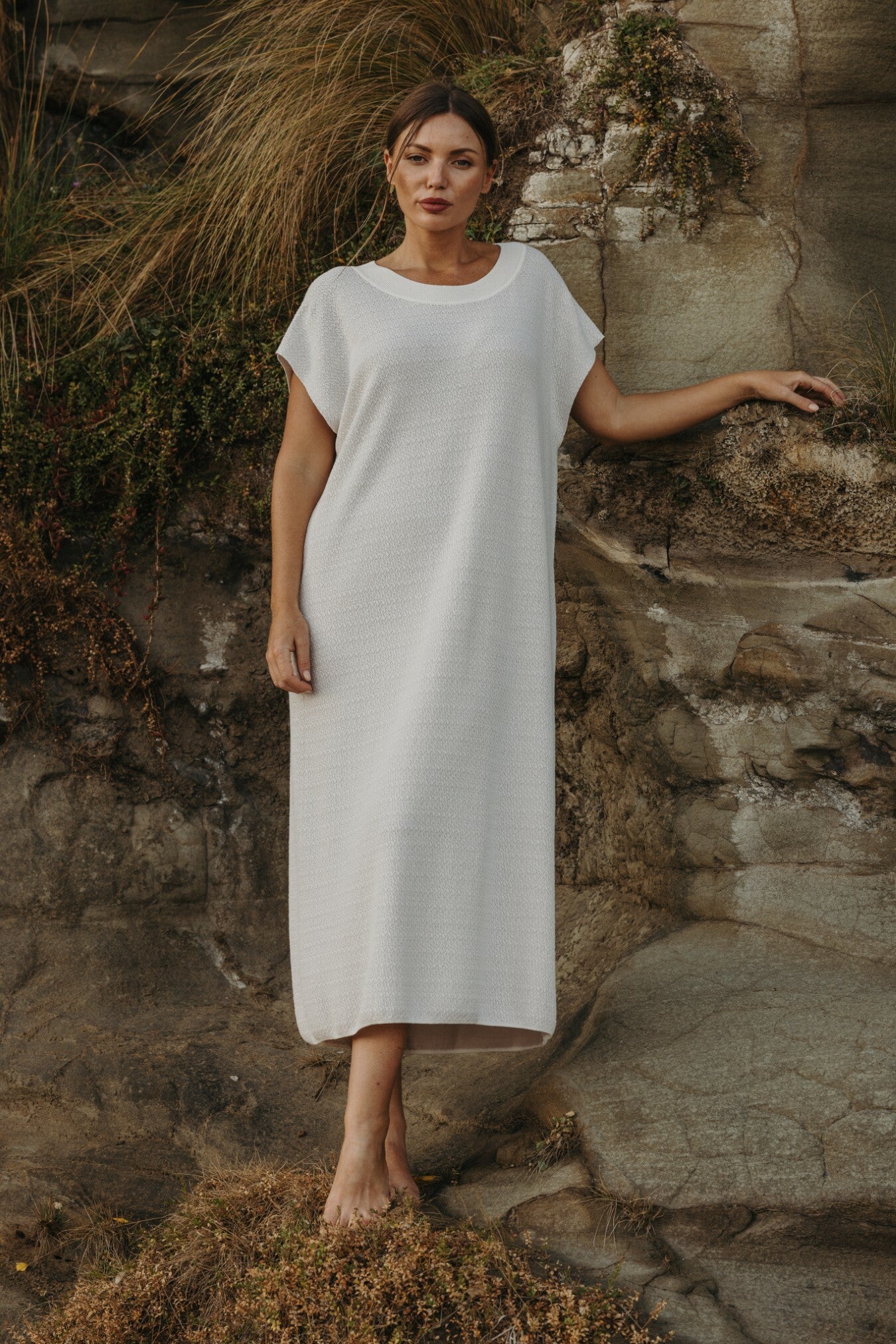 Crepe Tee Dress Milk x Silver Haze