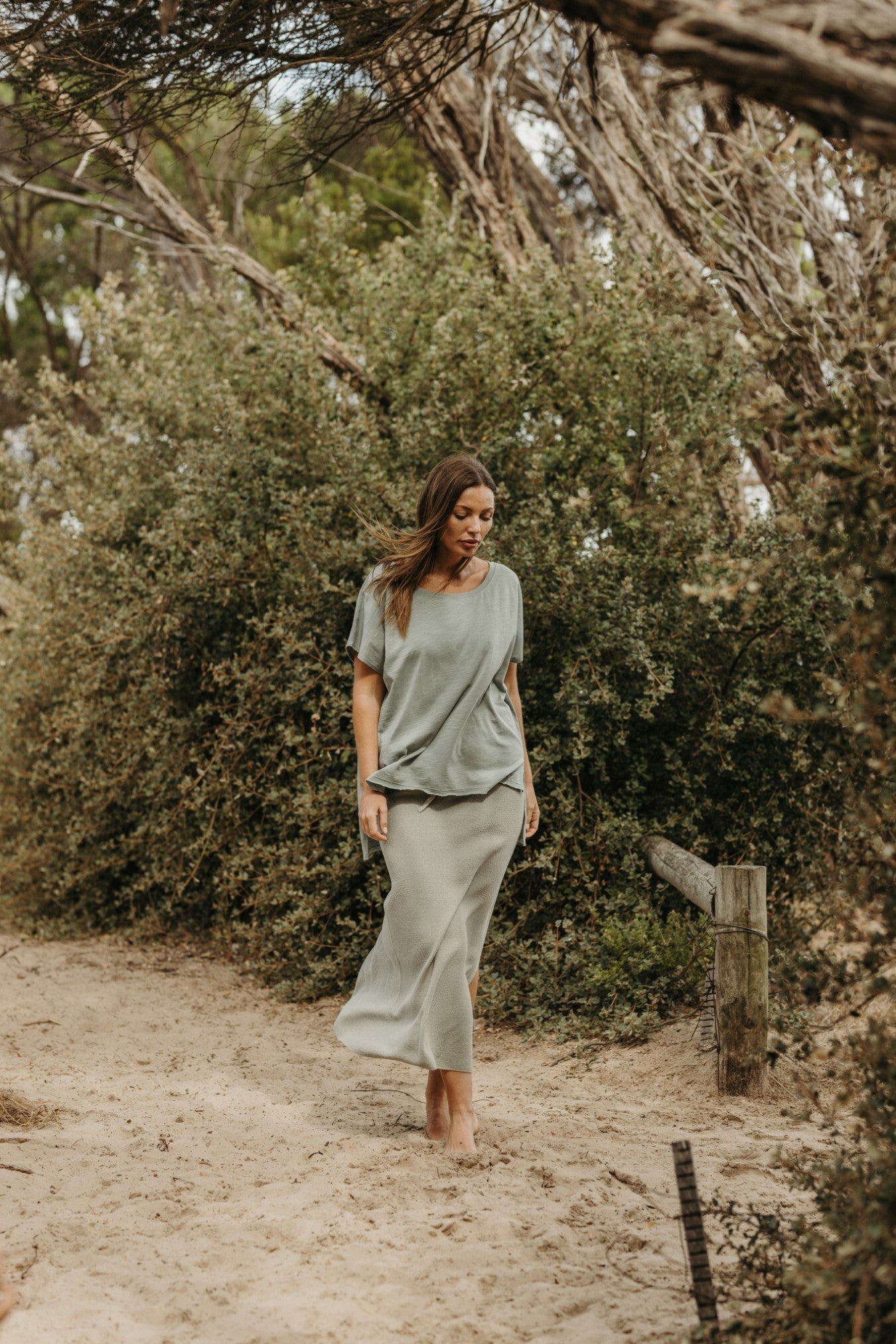 Shoreline Fine Slub Cotton T-Shirt Thyme