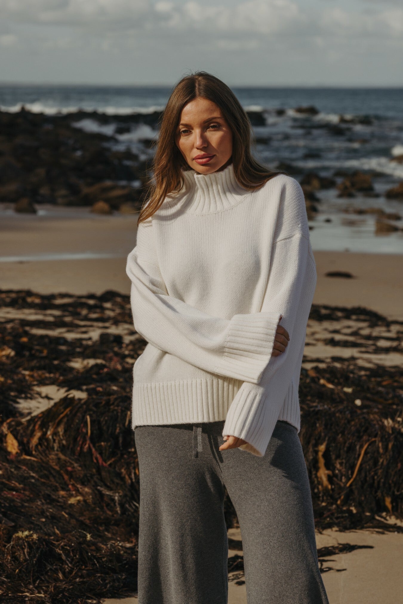 Elevate Merino Cashmere Pullover Cream