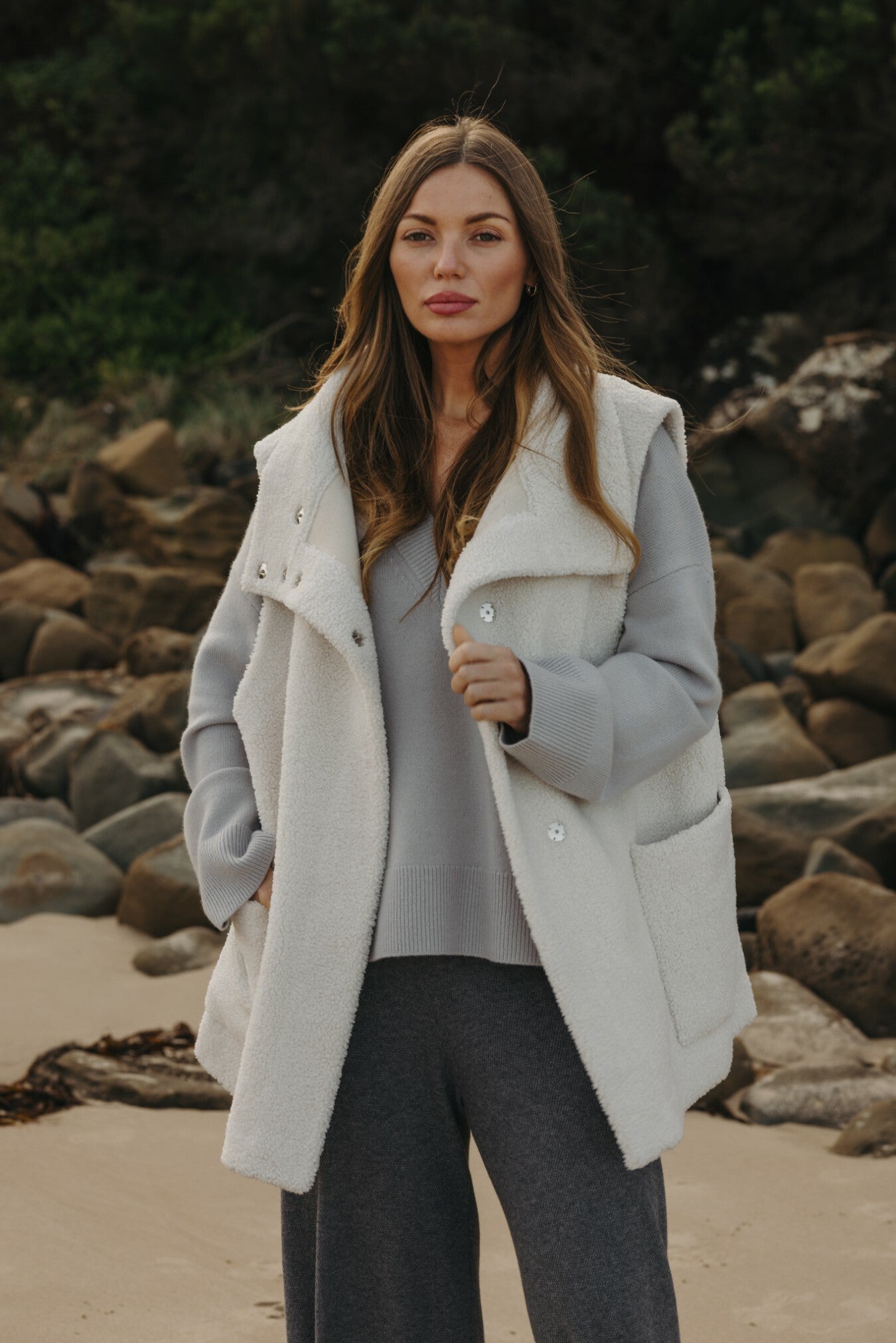 Sherpa Cuddle Gillet Latte