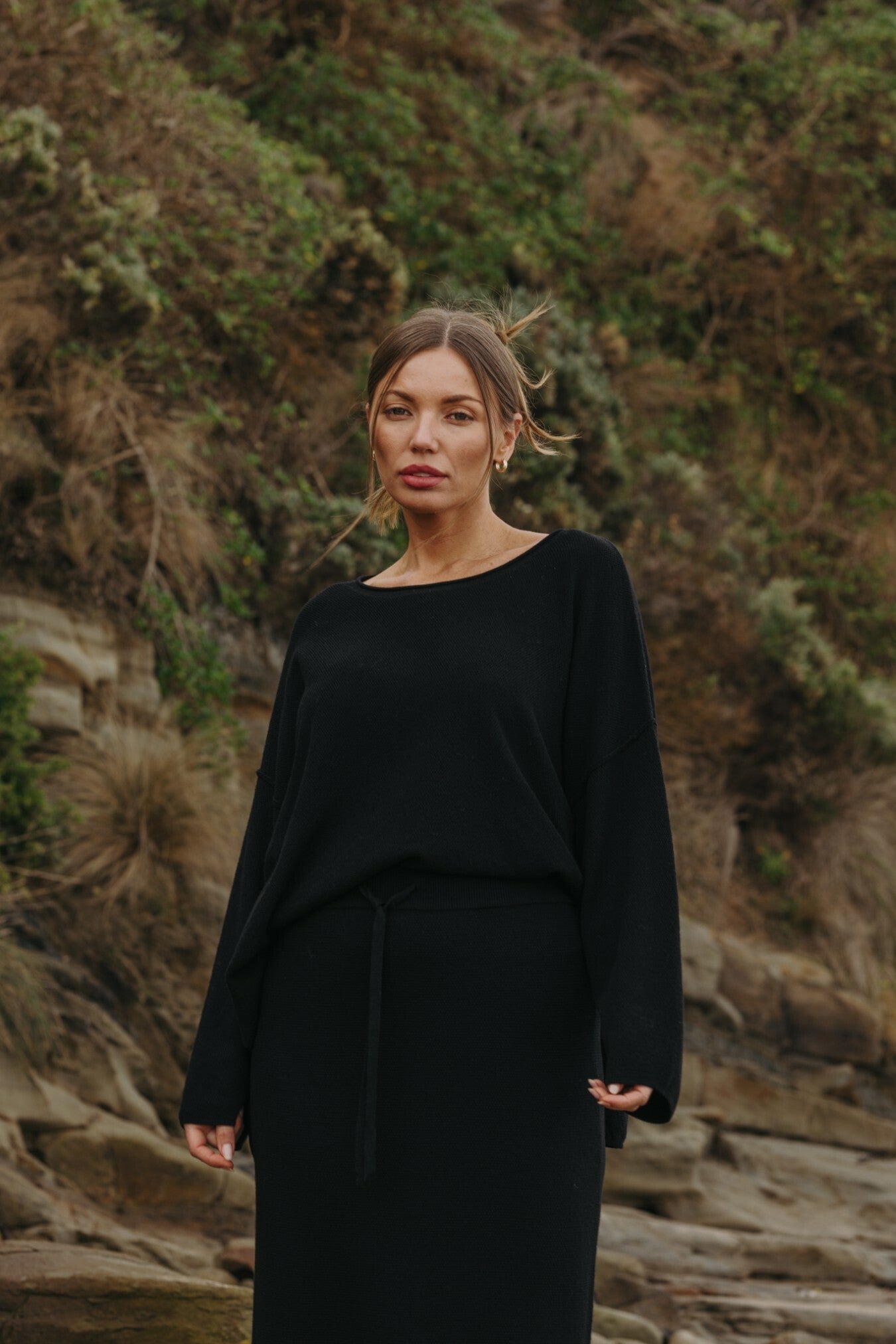 Winter Retreat Merino Cotton Pullover Noir