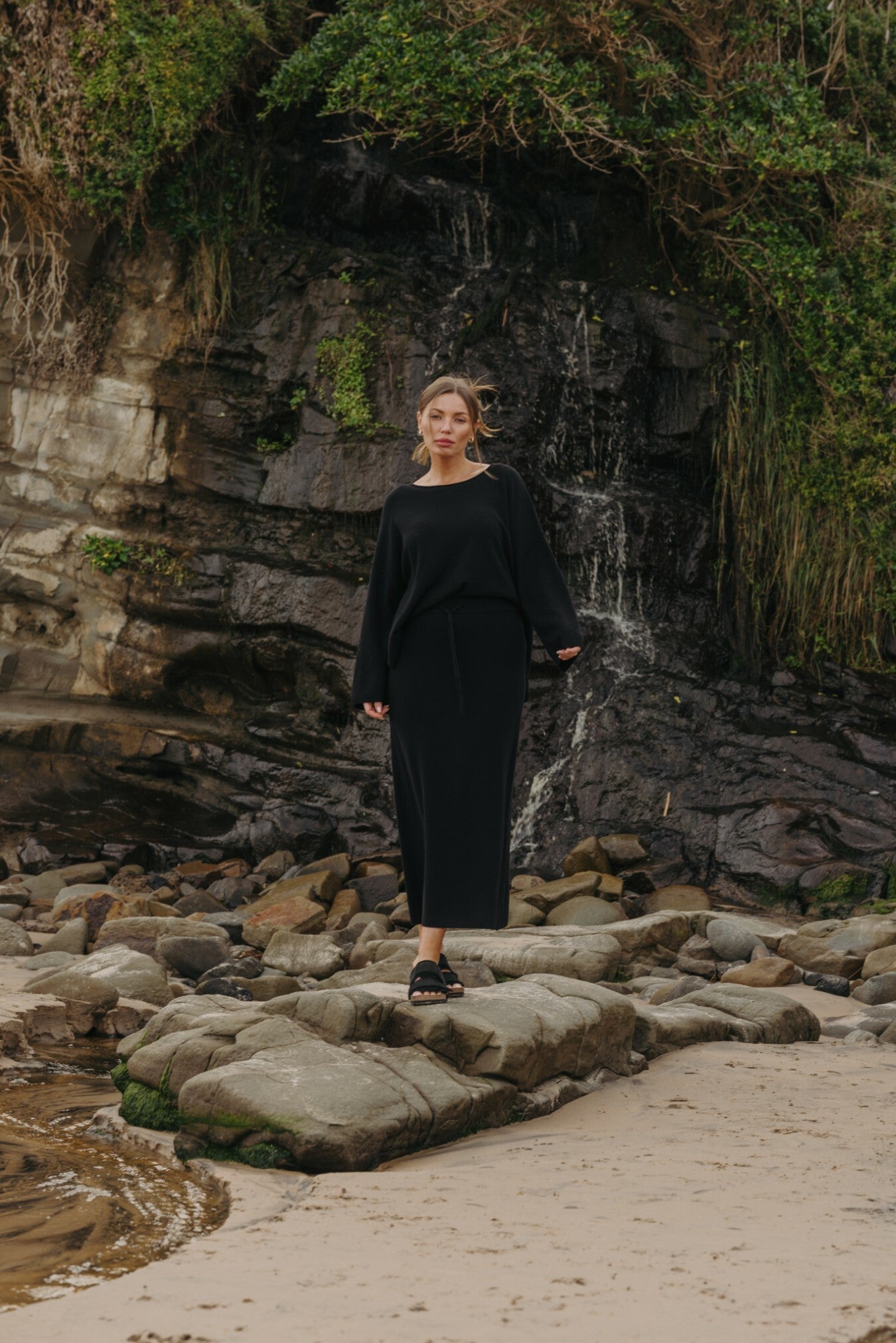 Winter Retreat Merino Cotton Skirt Noir