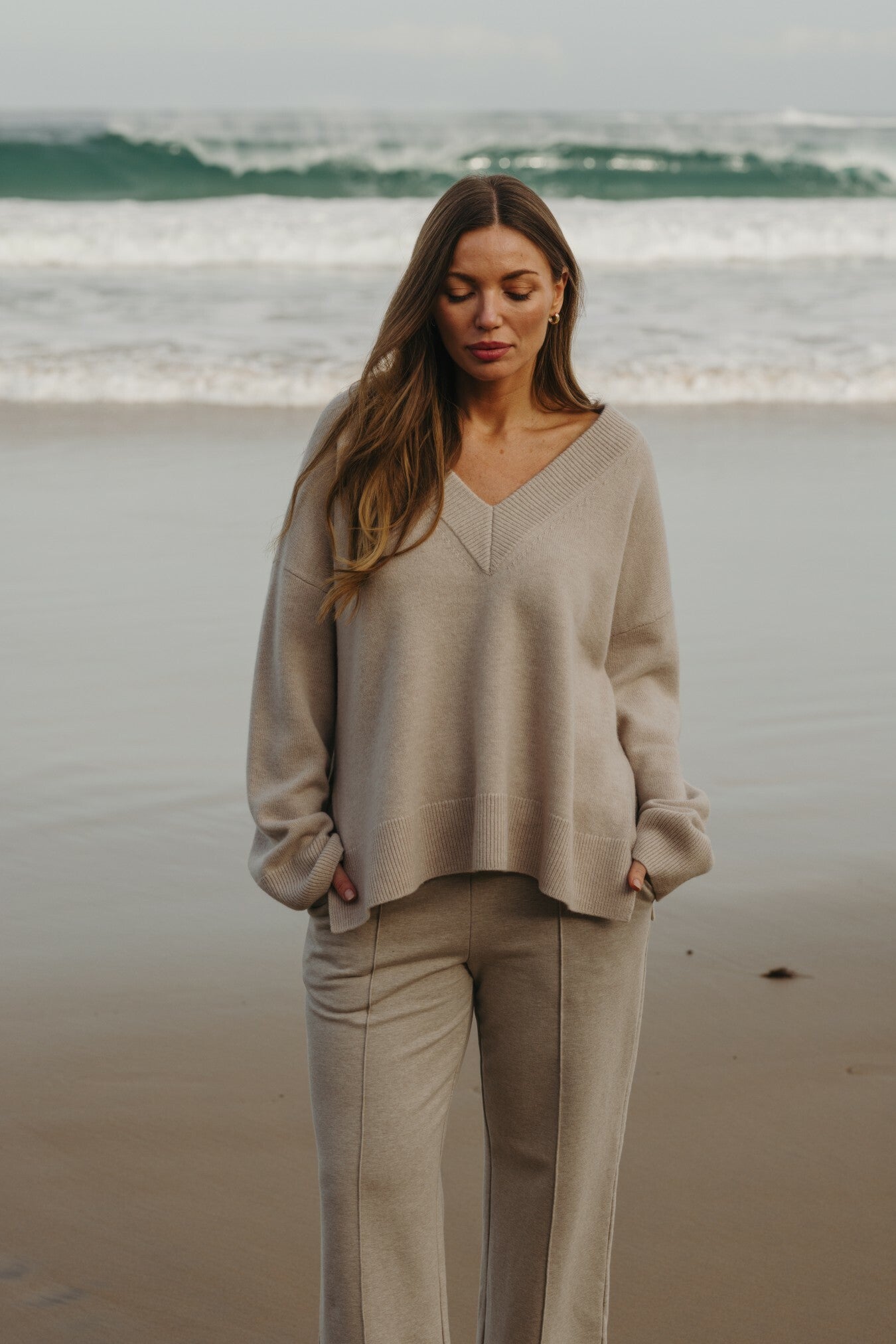 Haven Merino V Pullover Wheat