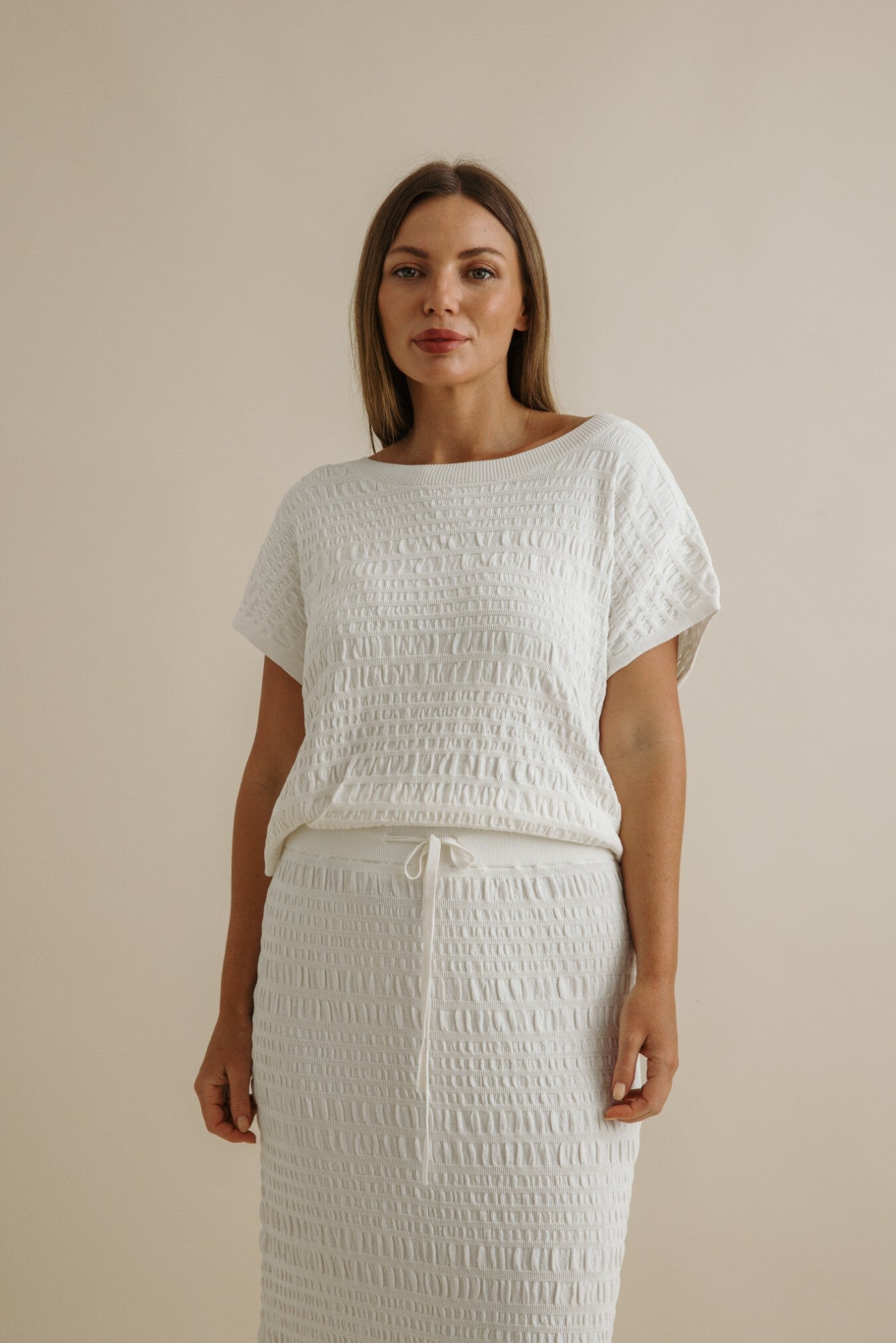 Waves Pleat Pullover Vanille