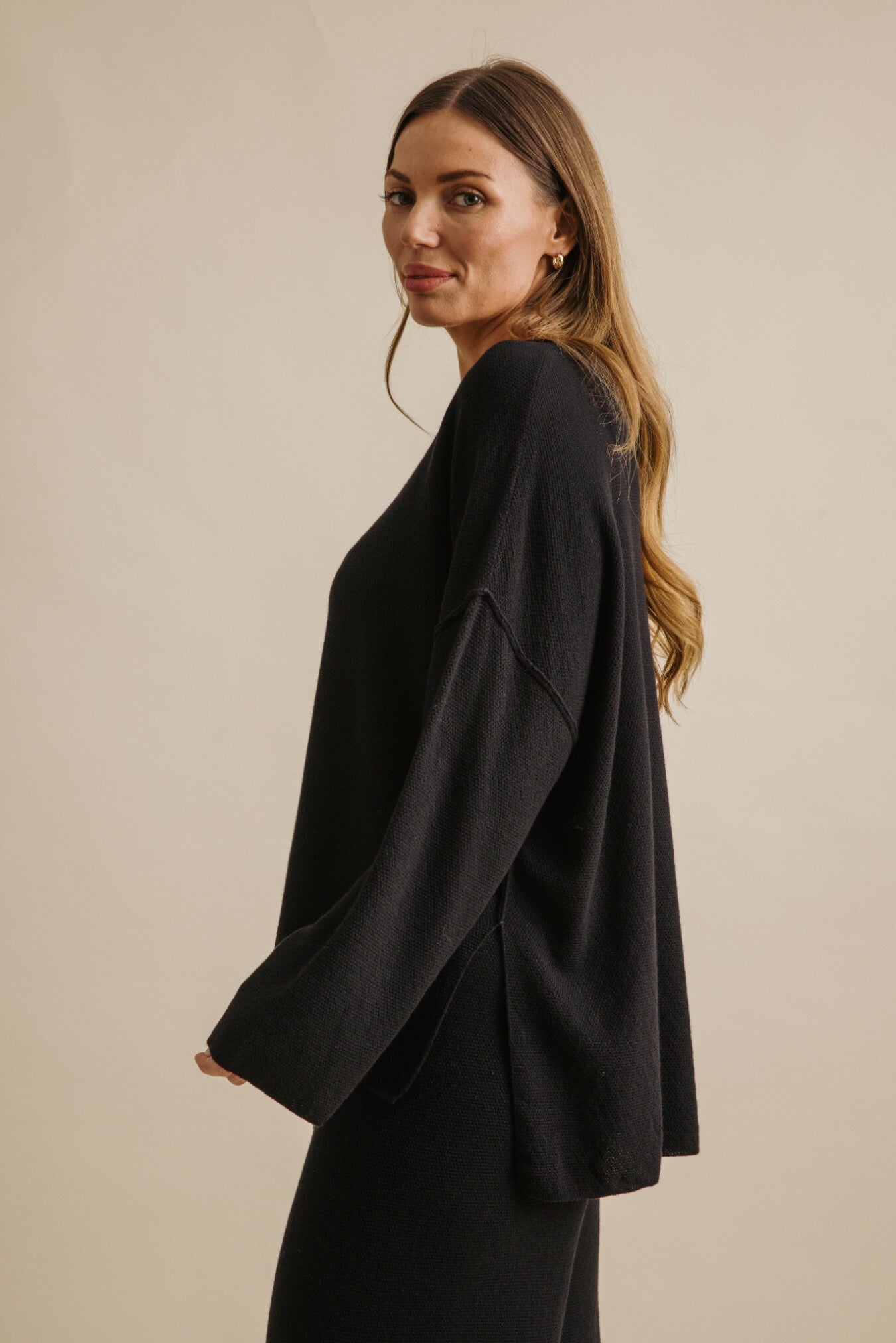 Winter Retreat Merino Cotton Pullover Noir